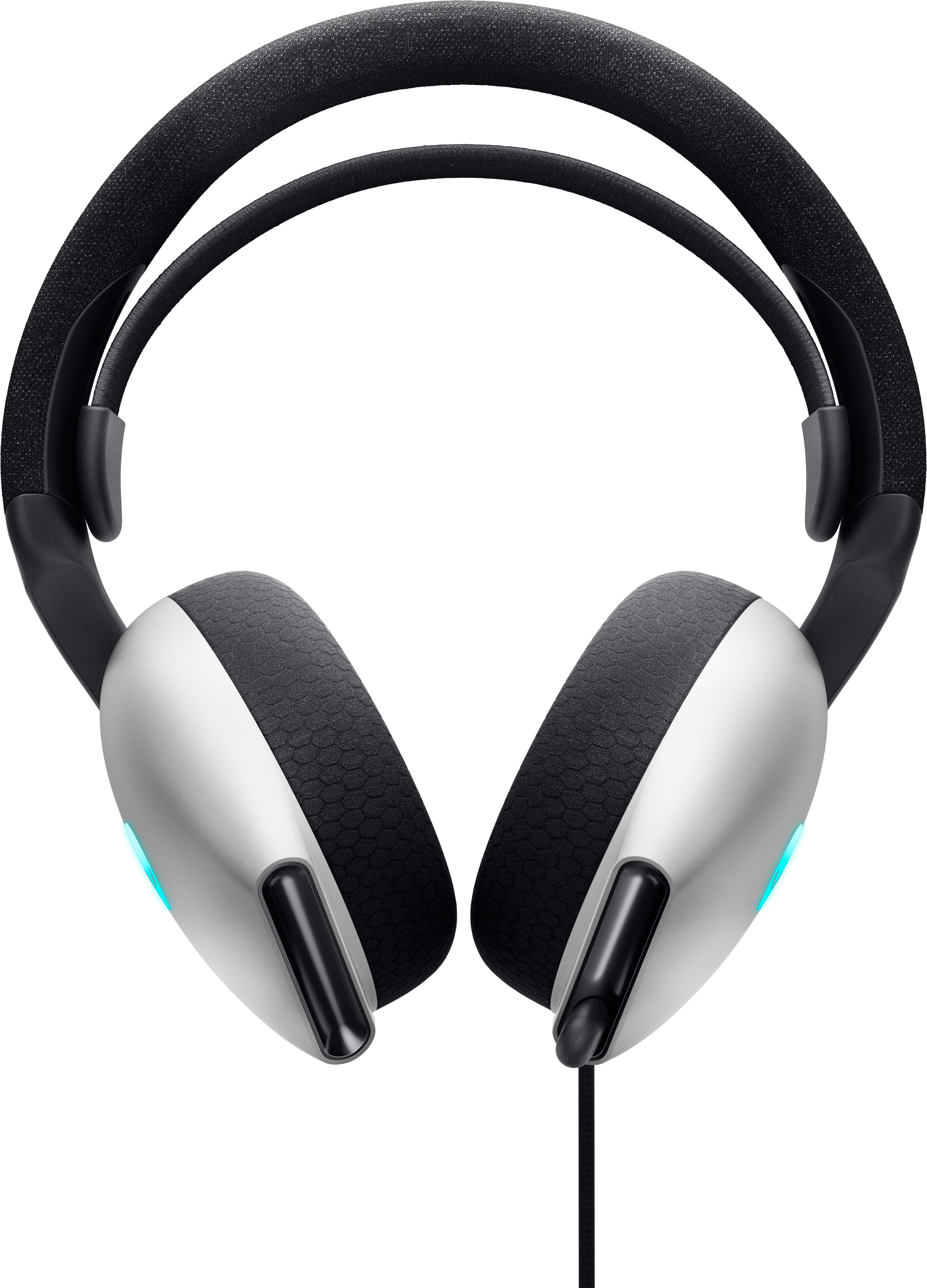 Over-Ear-Kopfhörer mit silbernem Kopfbügel, schwarzen Ohrmuscheln und Kabel.