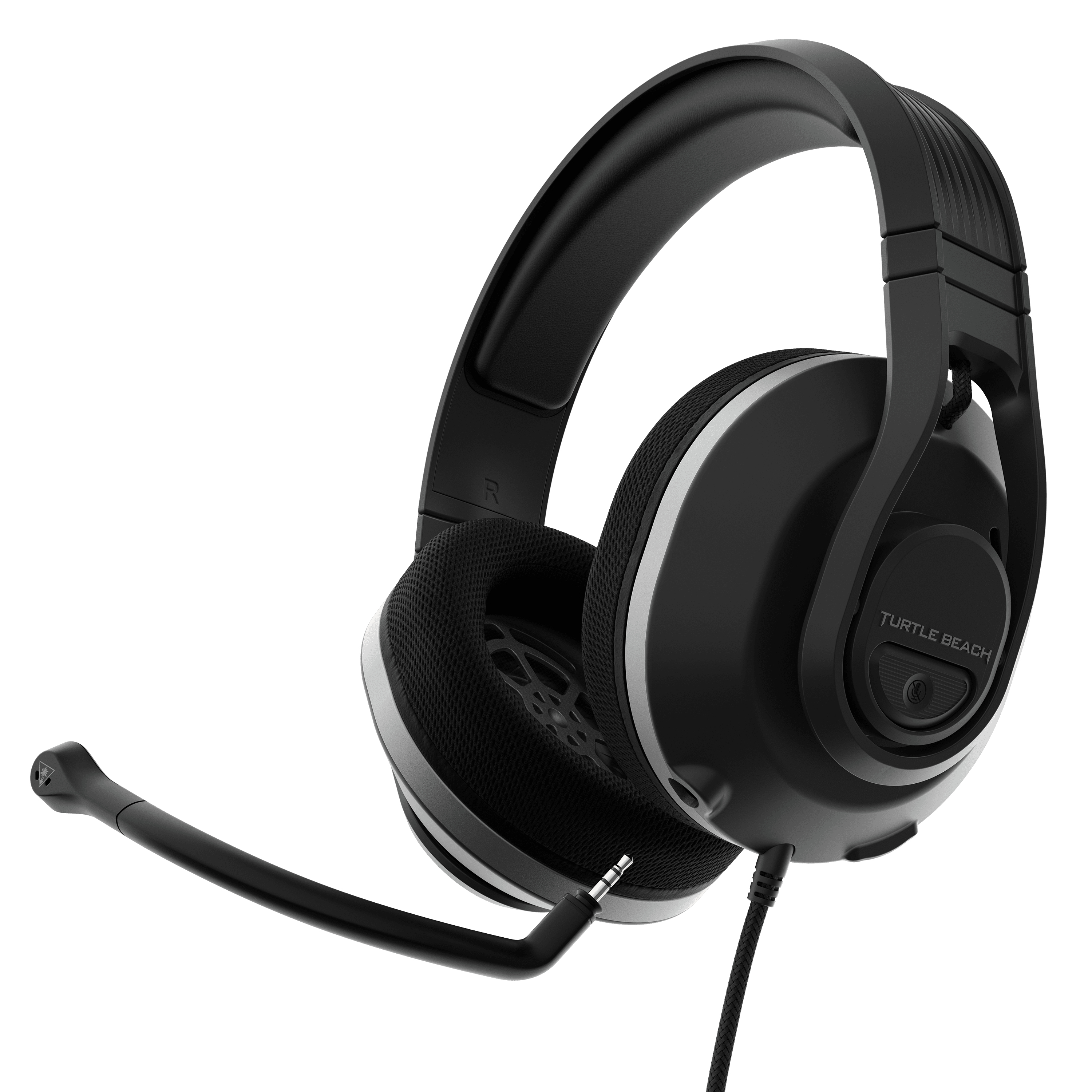 Cuffie da gaming Turtle Beach nere con microfono flessibile.
