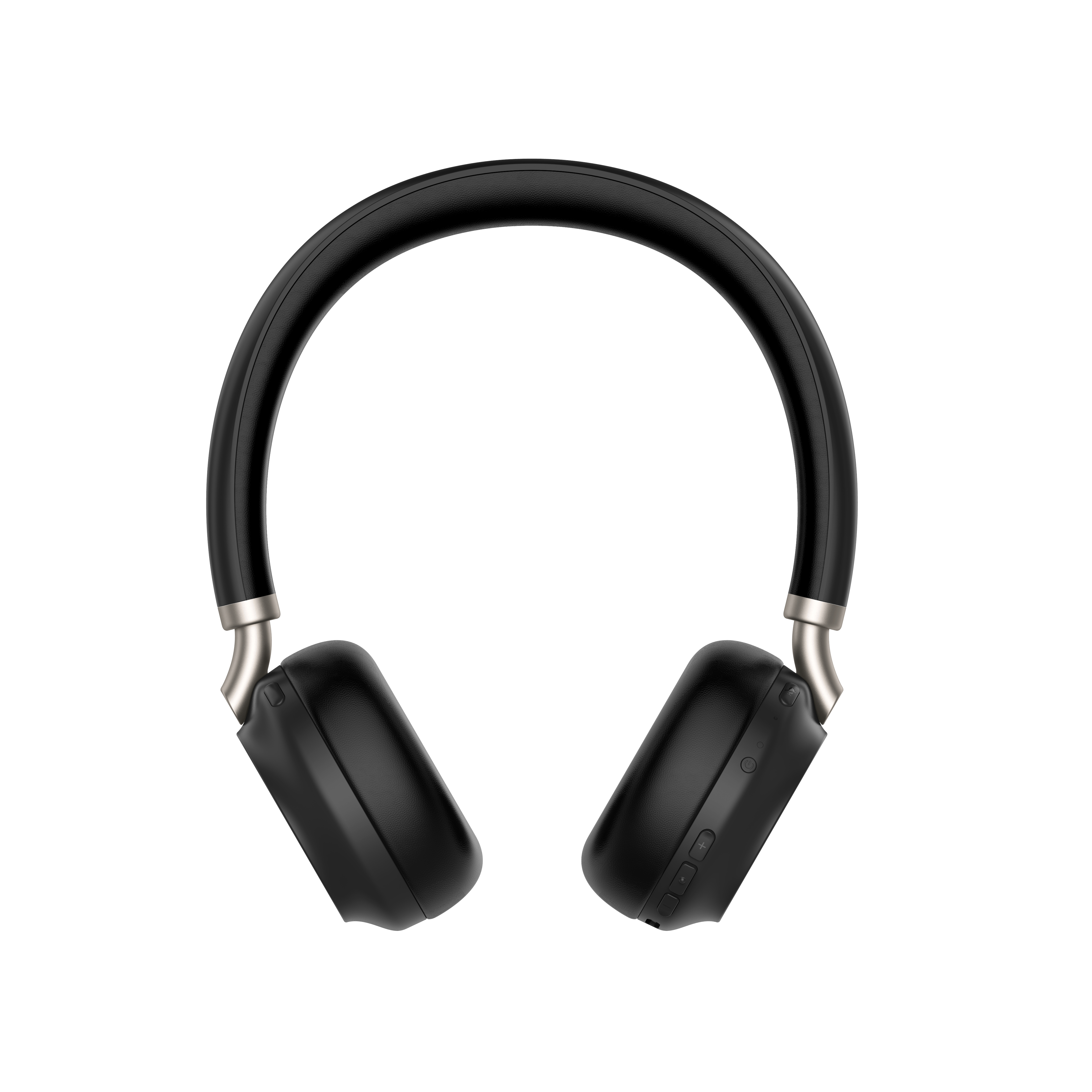 Cuffie over-ear nere. Le cuffie sono angolate verso l'osservatore.