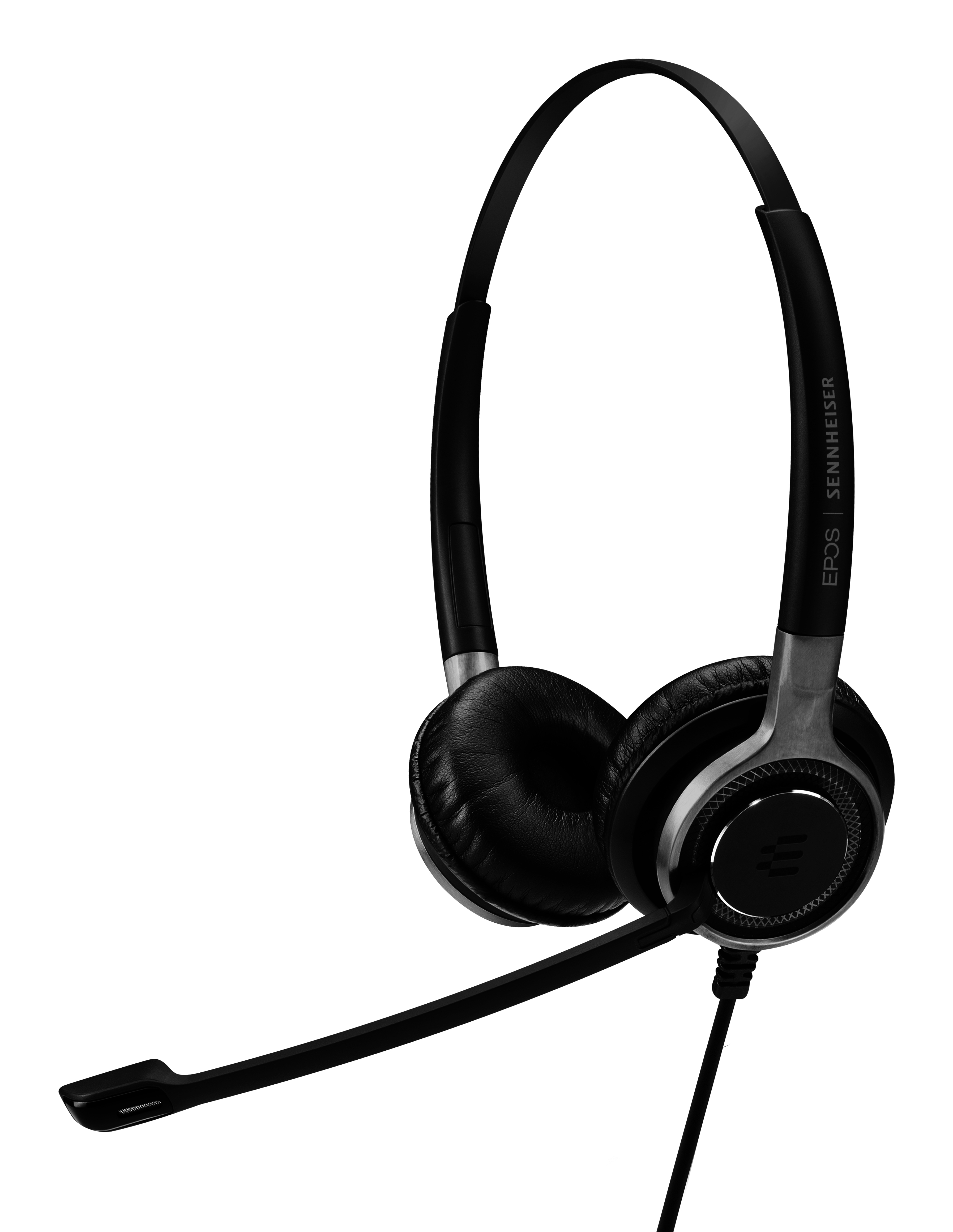 Schwarzes Headset mit Mikrofonarm. Die Marke ist EPOS | Sennheiser.