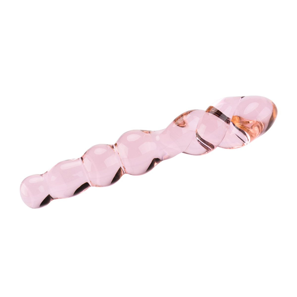 Ein rosa Spielzeug aus Glas mit mehreren gebogenen Glühbirnen.