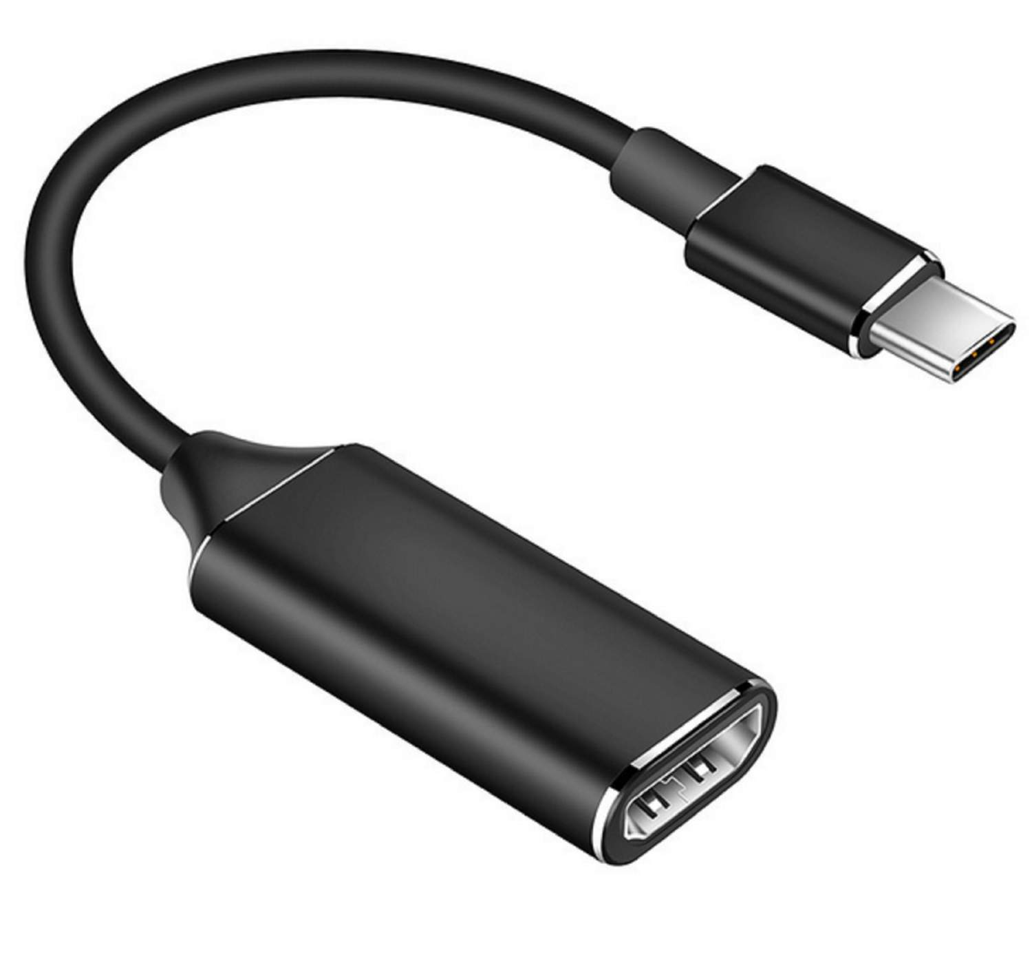 Czarny kabel adaptera USB-C na HDMI. Kabel z wtyczką USB-C i HDMI.