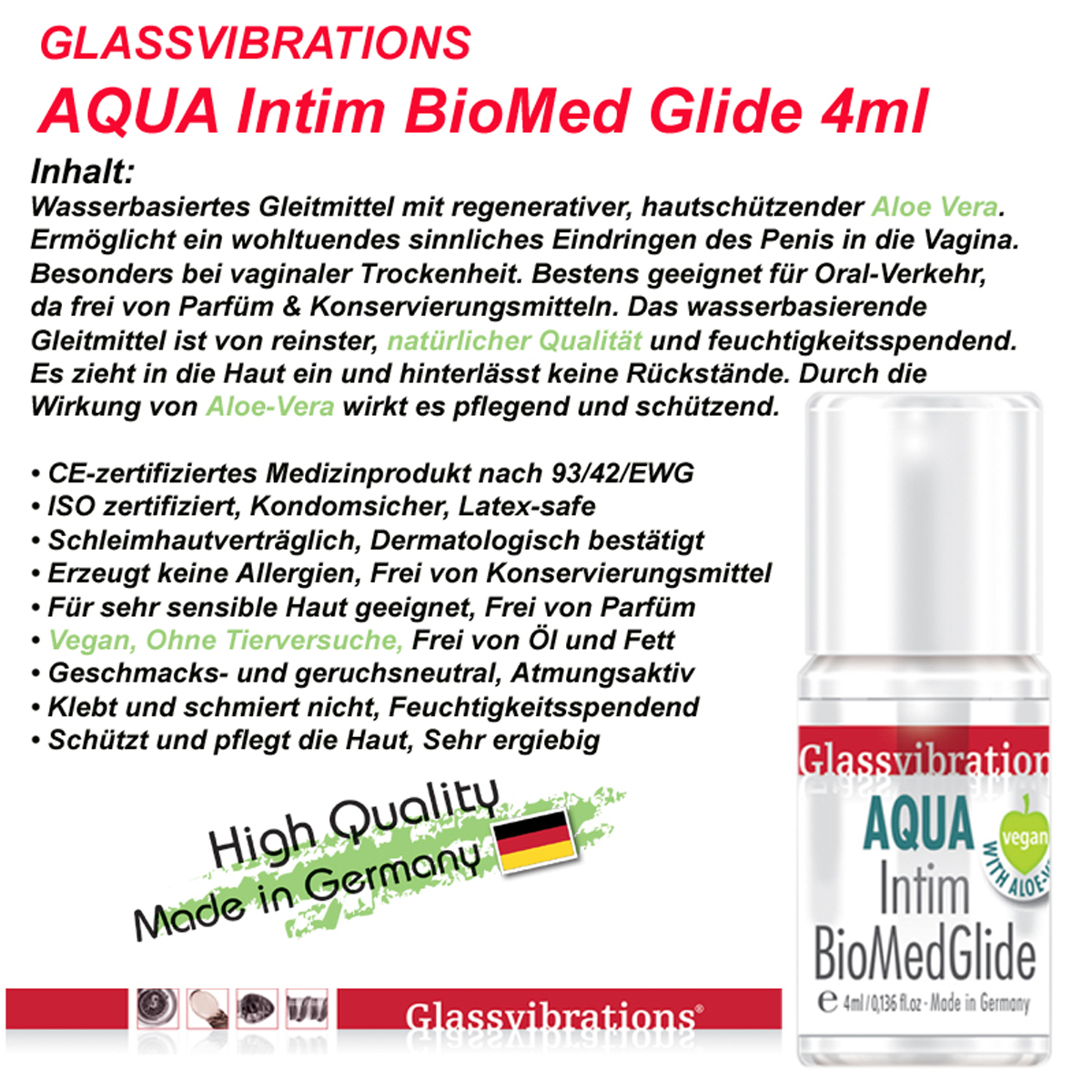Eine Flasche Intim-Gel mit Textbeschreibung.