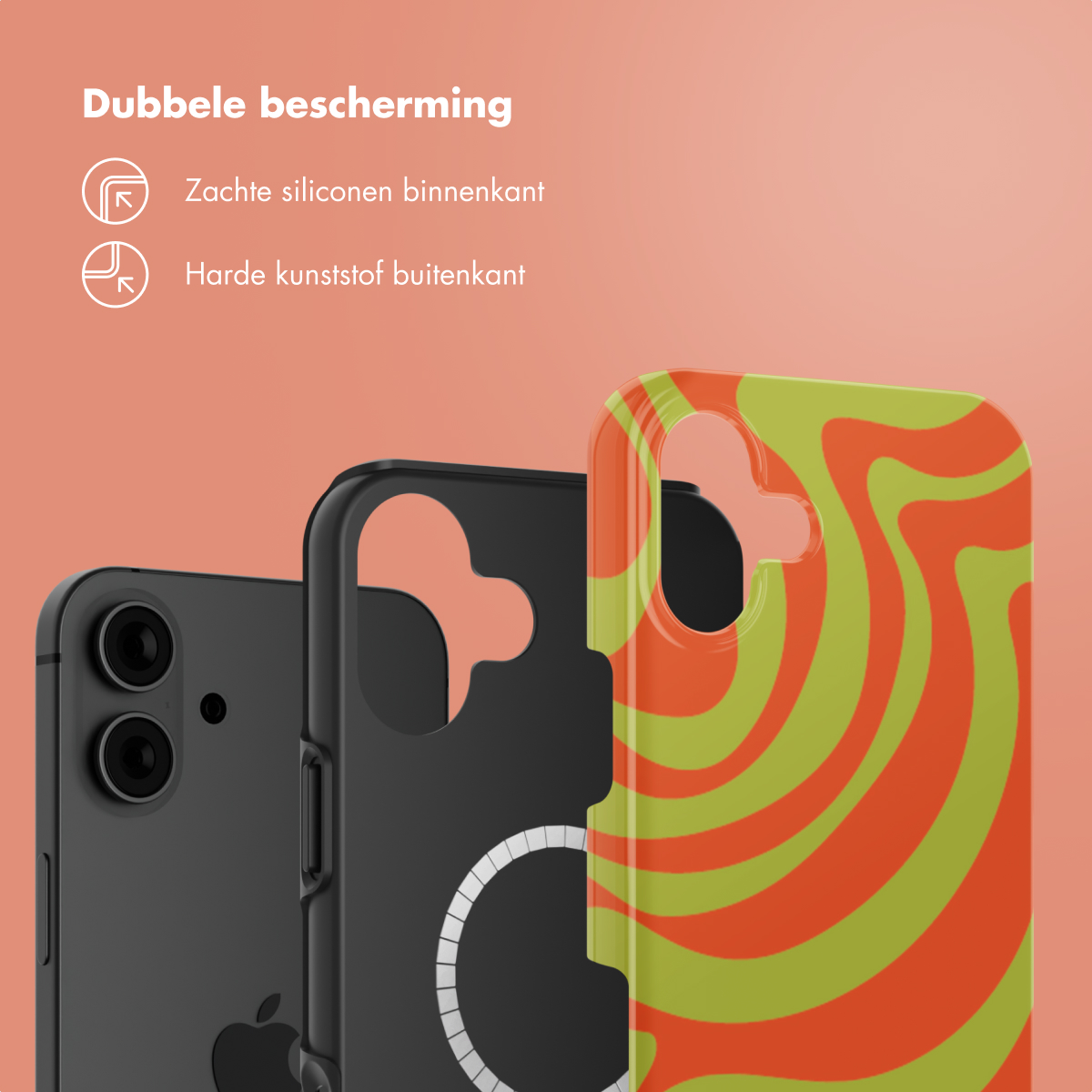 SELENCIA Vivid Backcover met MagSafe adatta per Apple iPhone 16 Cover per iPhone 16, Arancione, Verde
