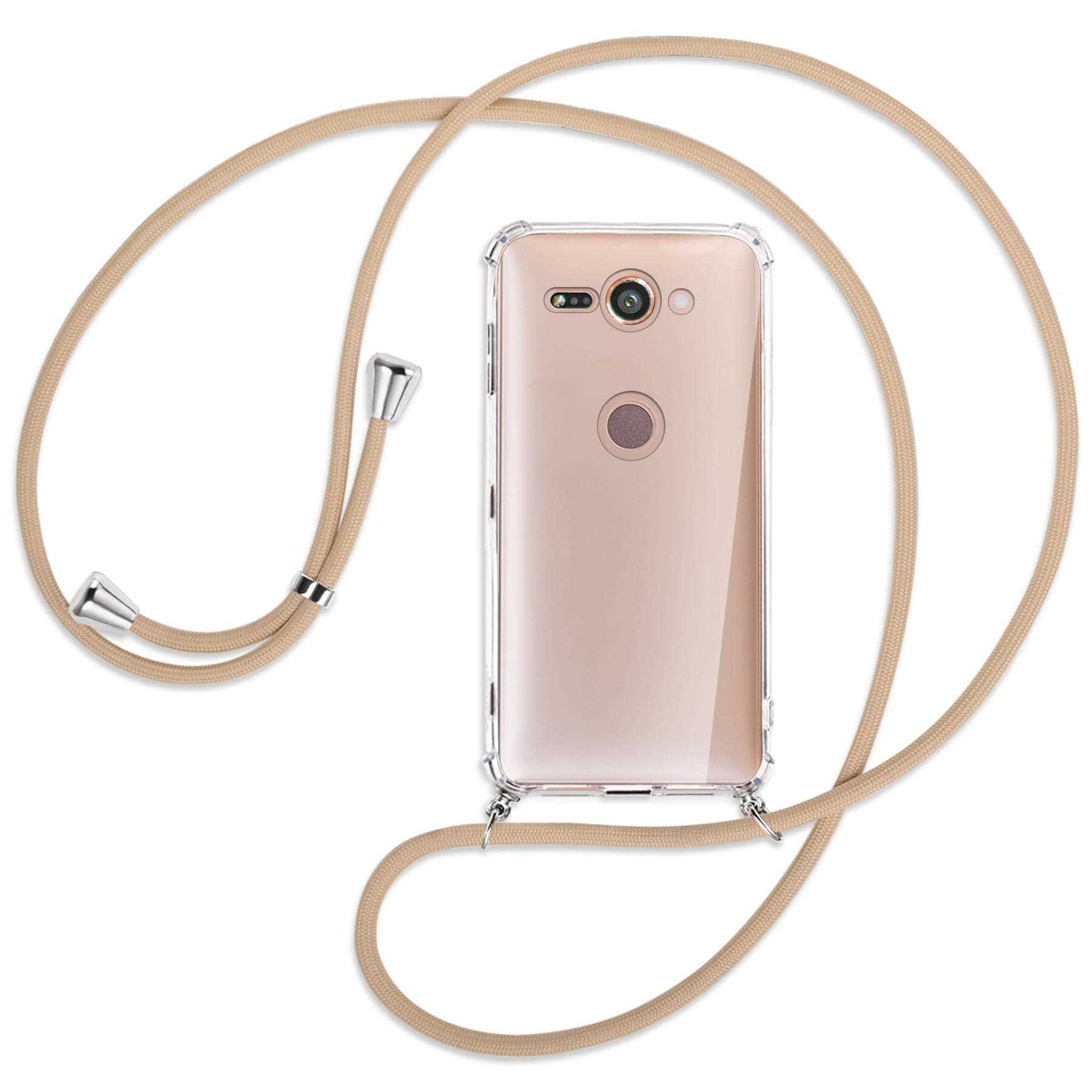 Transparente Handyhülle mit Kordel, Telefon sichtbar.