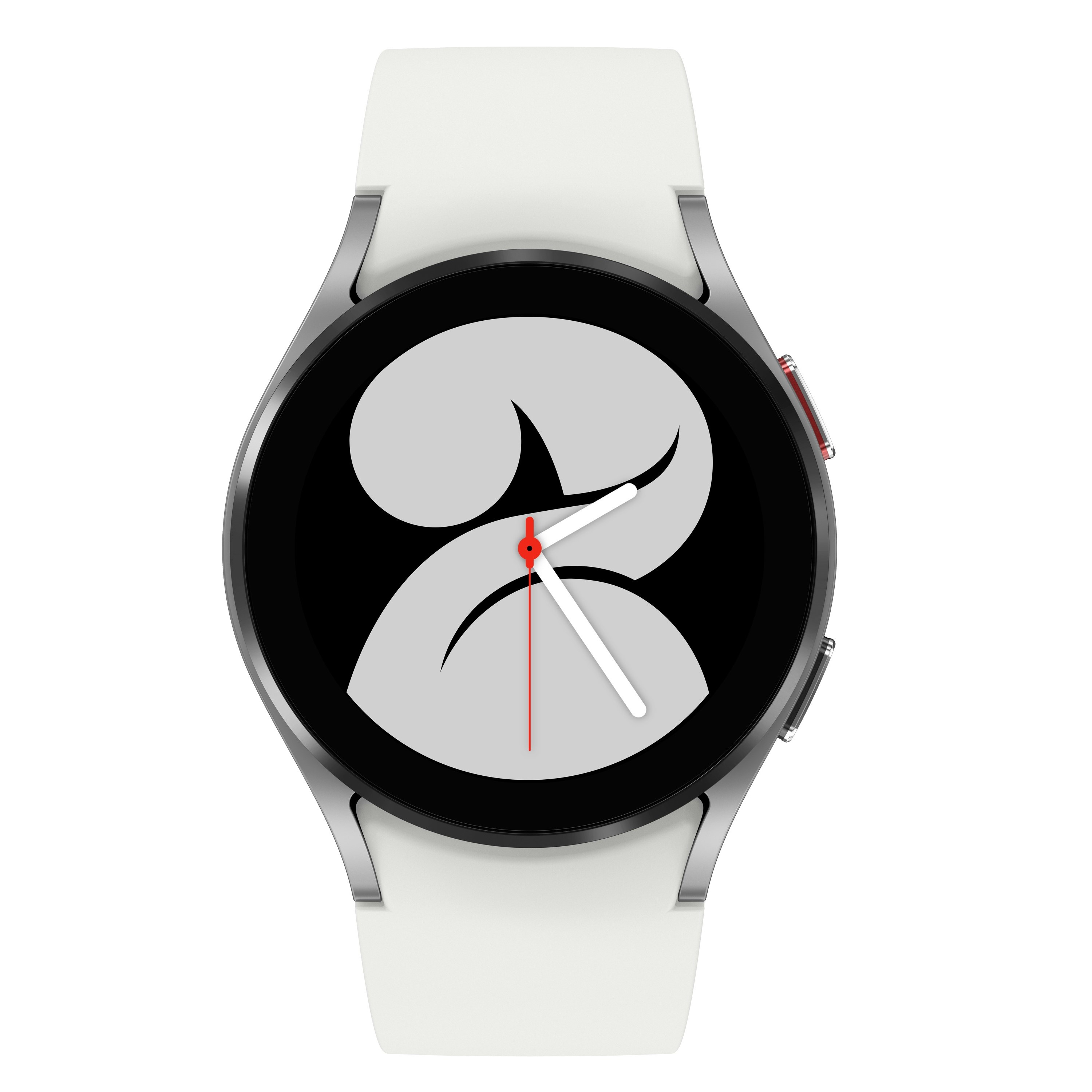 Orologio Samsung Galaxy bianco con cinturino bianco su sfondo bianco.