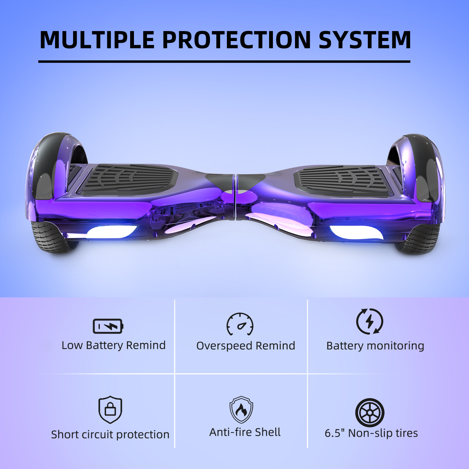 RCB JD5/6 Hoverboards, Jugend-Hoverboard mit Bluetooth, LED-Licht
