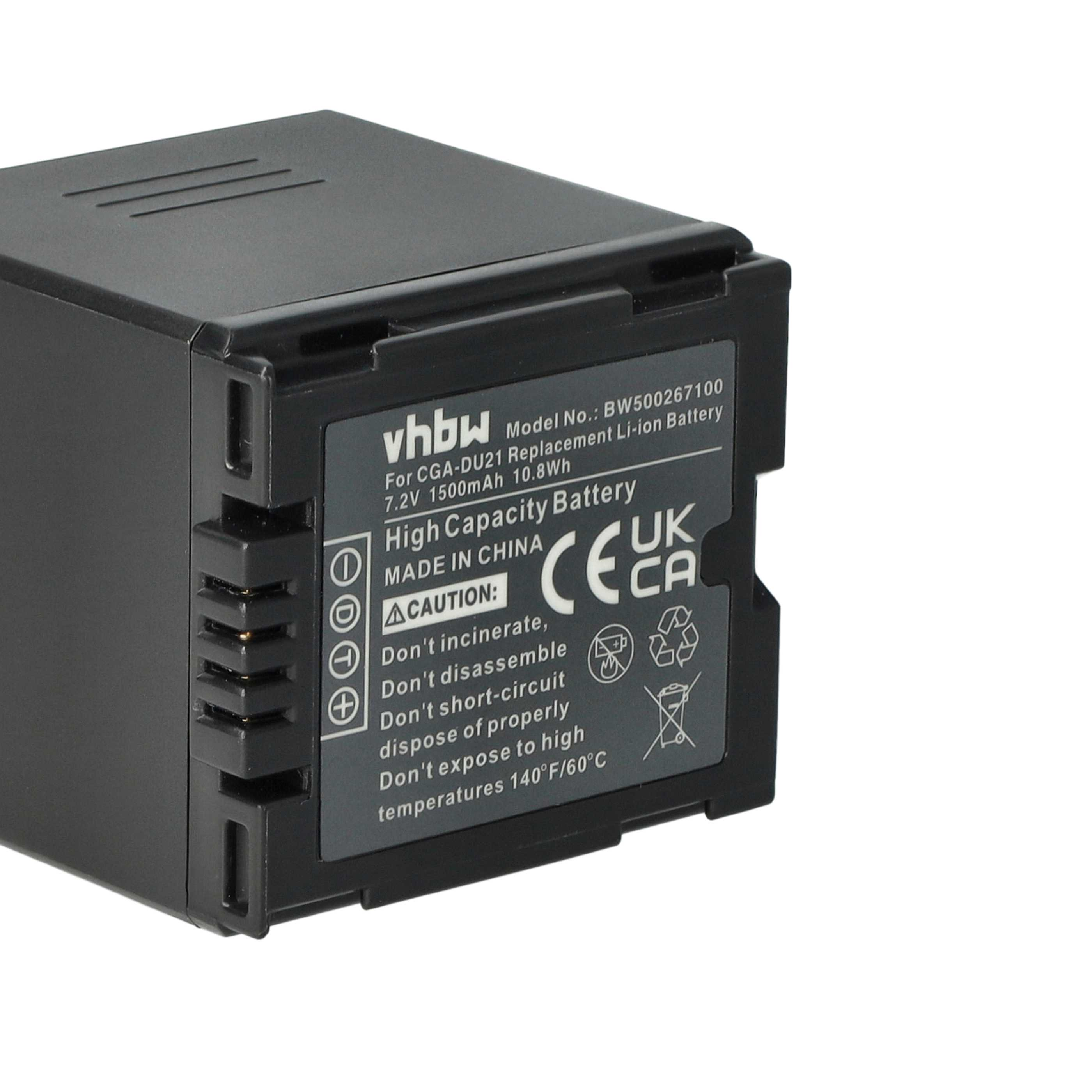 Ein schwarzes Akkupack mit weißem Text und Symbolen. Es steht 'High Capacity Battery', 'CAUTION' und andere Details.