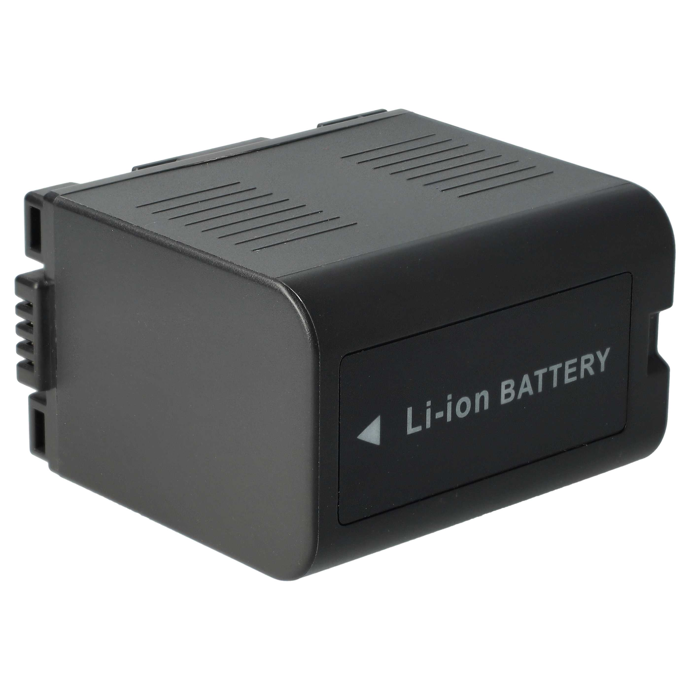 Ein schwarzer rechteckiger Li-Ionen-Akku mit einem Etikett mit der Aufschrift „Li-ion BATTERY“ und einem Pfeil.