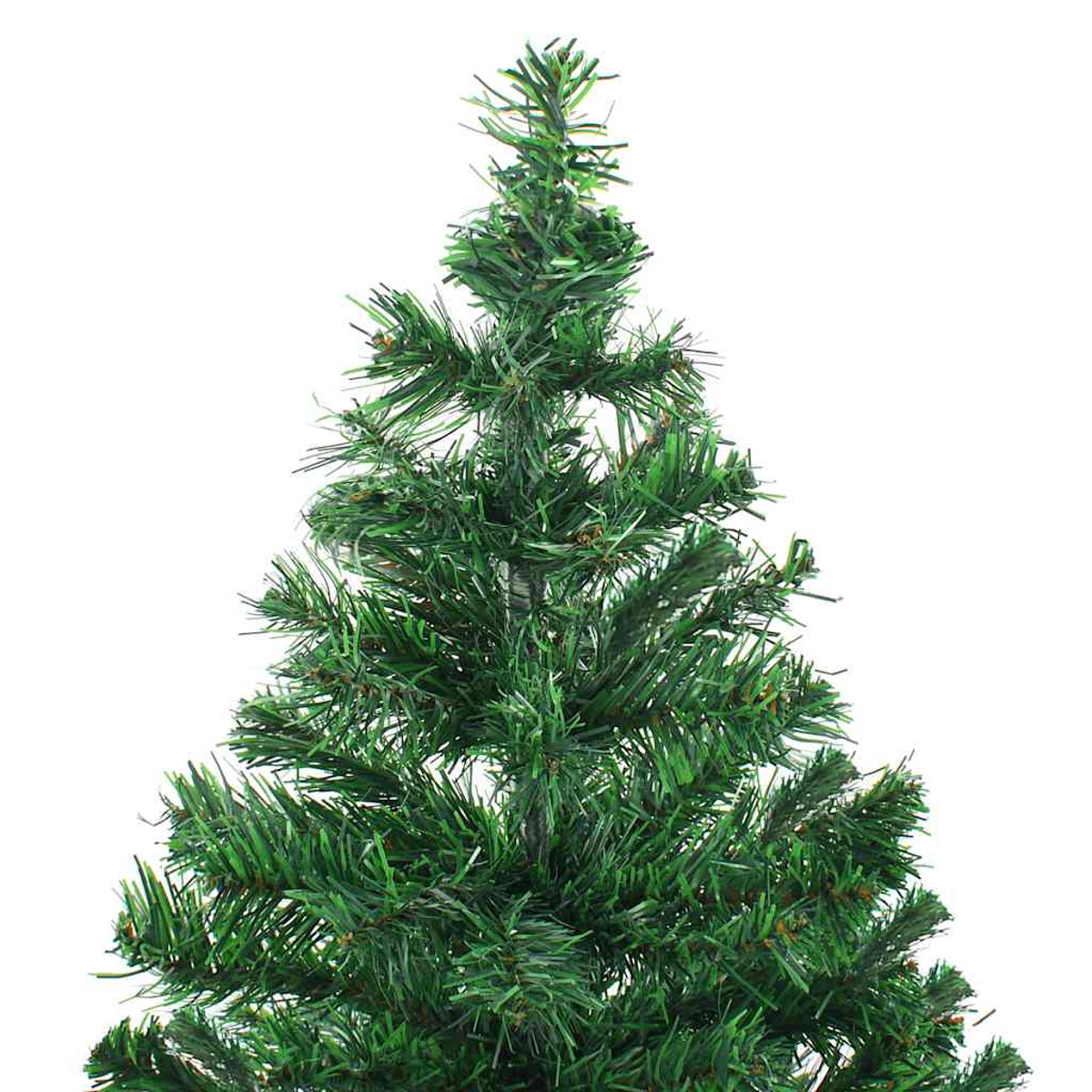 Eine detaillierte Nahaufnahme eines grünen Weihnachtsbaums.