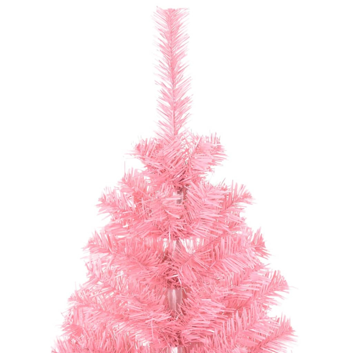 Eine rosa künstliche Weihnachtstanne, Draufsicht, vor weißem Hintergrund.