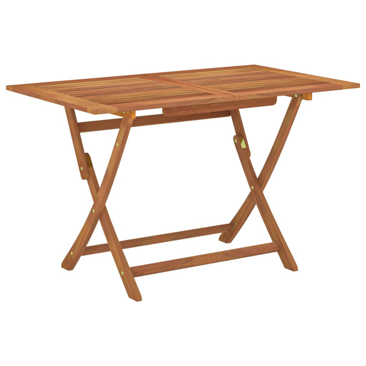 Un tavolo pieghevole in legno su sfondo bianco.