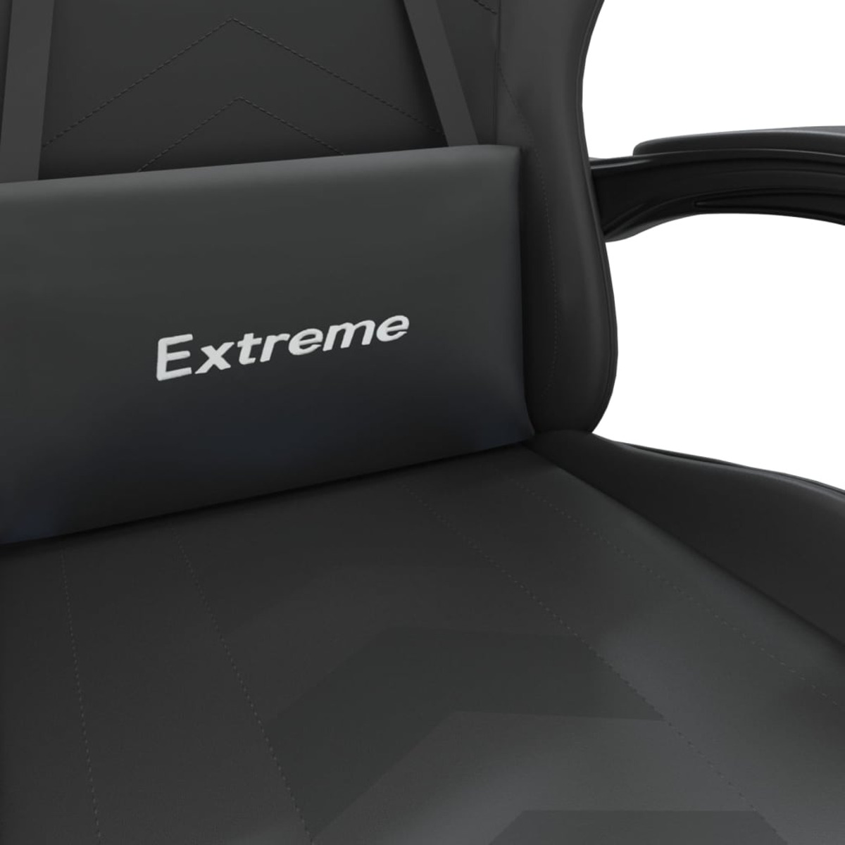 Ein schwarzer Gaming-Stuhl mit einer Kopfstütze mit dem weißen Text 'Extreme'.