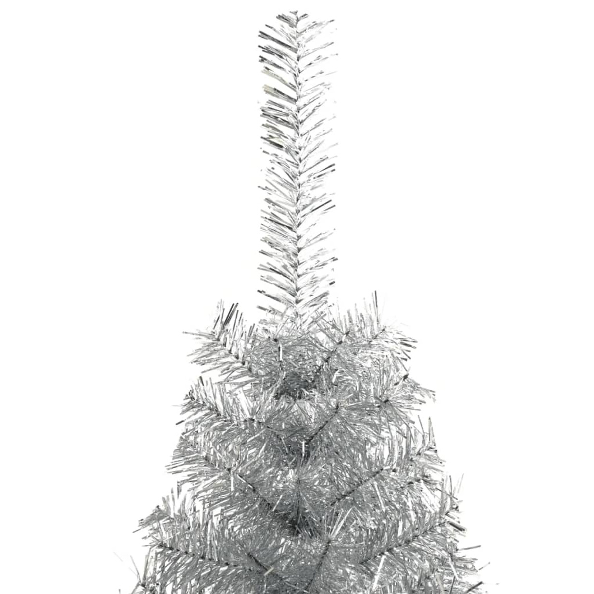 Silberne Weihnachtsbaumspitze vor weißem Hintergrund. Nahaufnahme.