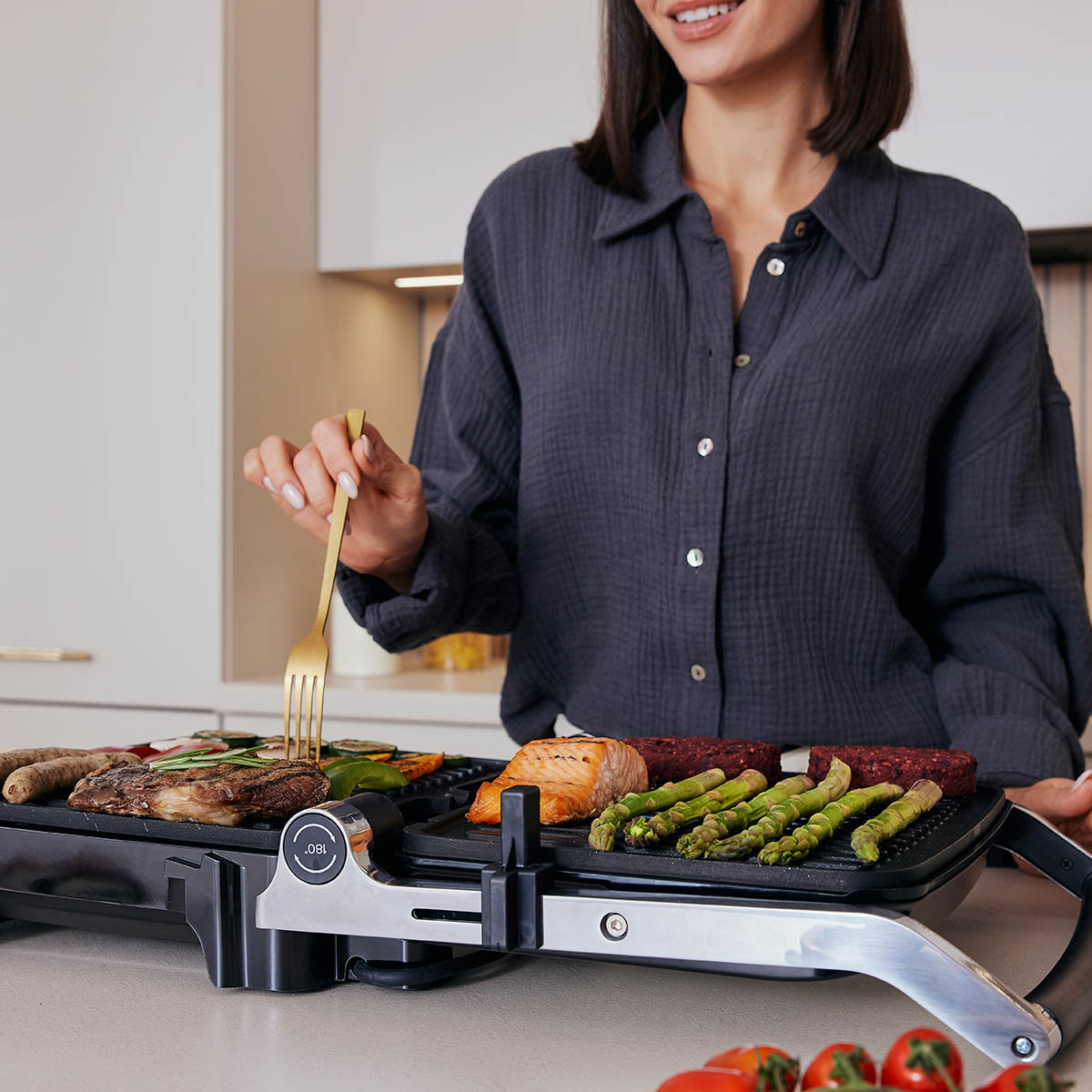 Elektrinis grilis ZEEGMA ZE-GRILL CHEF 2.0, sidabrinis, 2100 W kaina