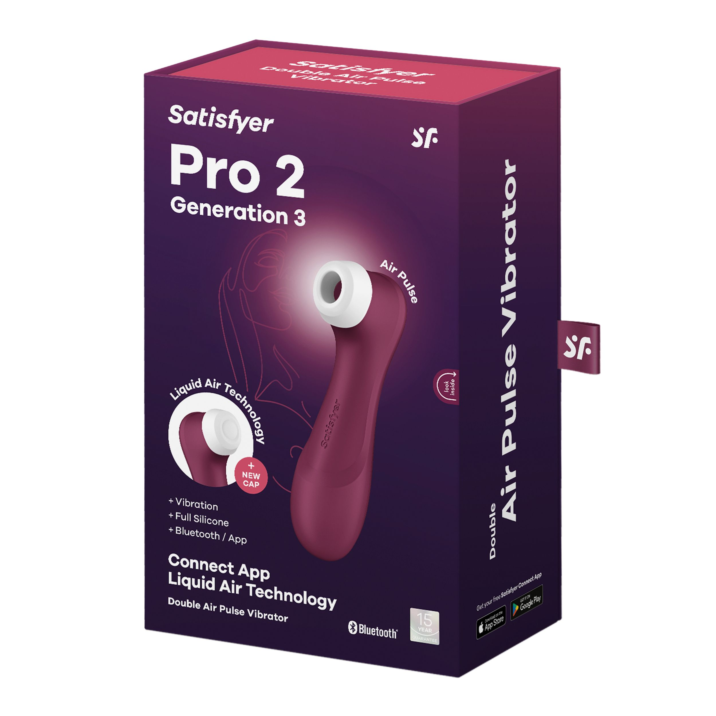 Pudełko z różowym wibratorem, nazwa produktu to Satisfyer Pro 2.
