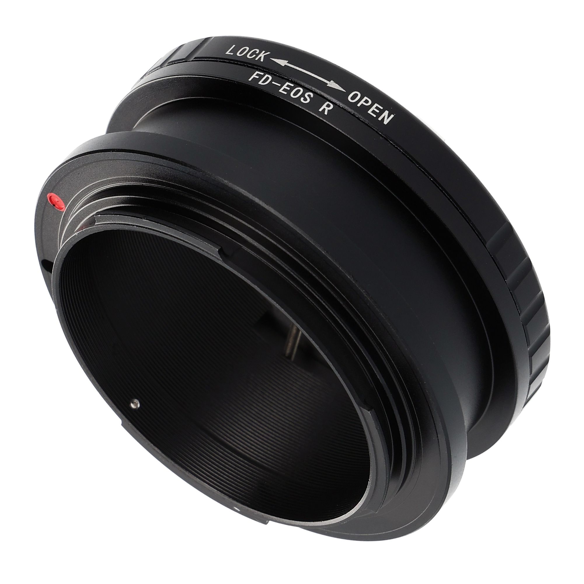 Schwarzer FD-EOS R Objektivadapter für eine Kamera.
