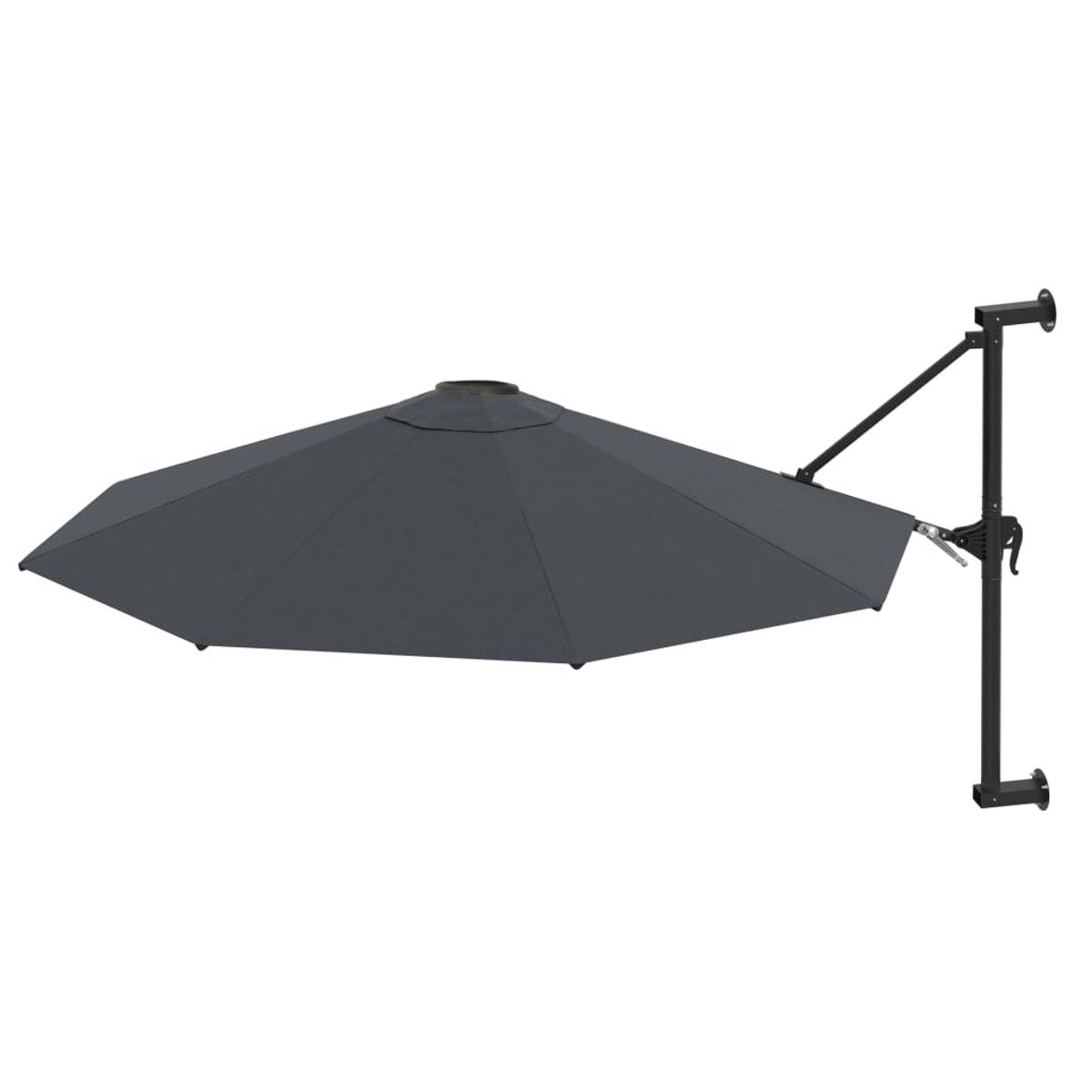 Dunkelgrauer Auslegerschirm auf weißem Hintergrund. Modernes Design.