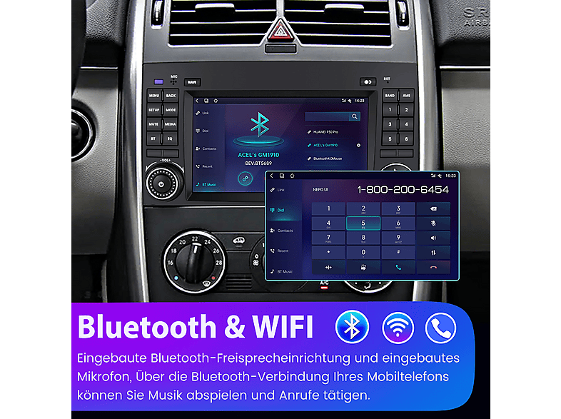 Podofo Autoradio für Mercedes-Benz A-Klasse W169/B-Klasse W245 B200/Viano Vito W639/Sprinter W906, Android 13.0 2GB 64GB | 7 Touchscreen | CarPlay&Android Auto | Lenkradsteuerung