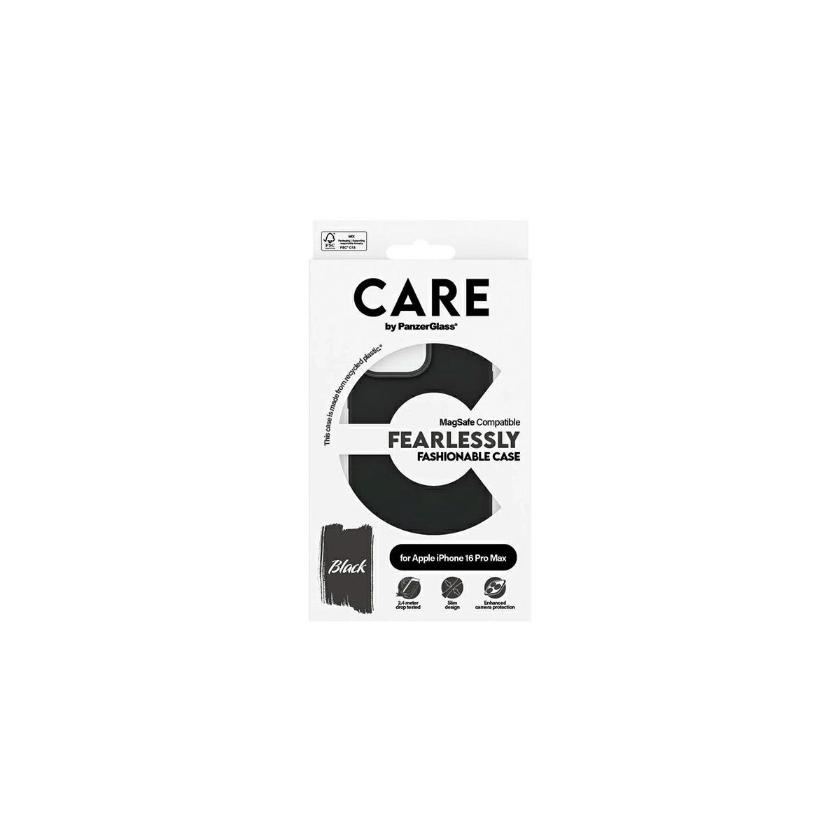 PANZERGLASS CARE Fashion Case MagSafe geschikt voor iPhone 16 Plus Phone case Black