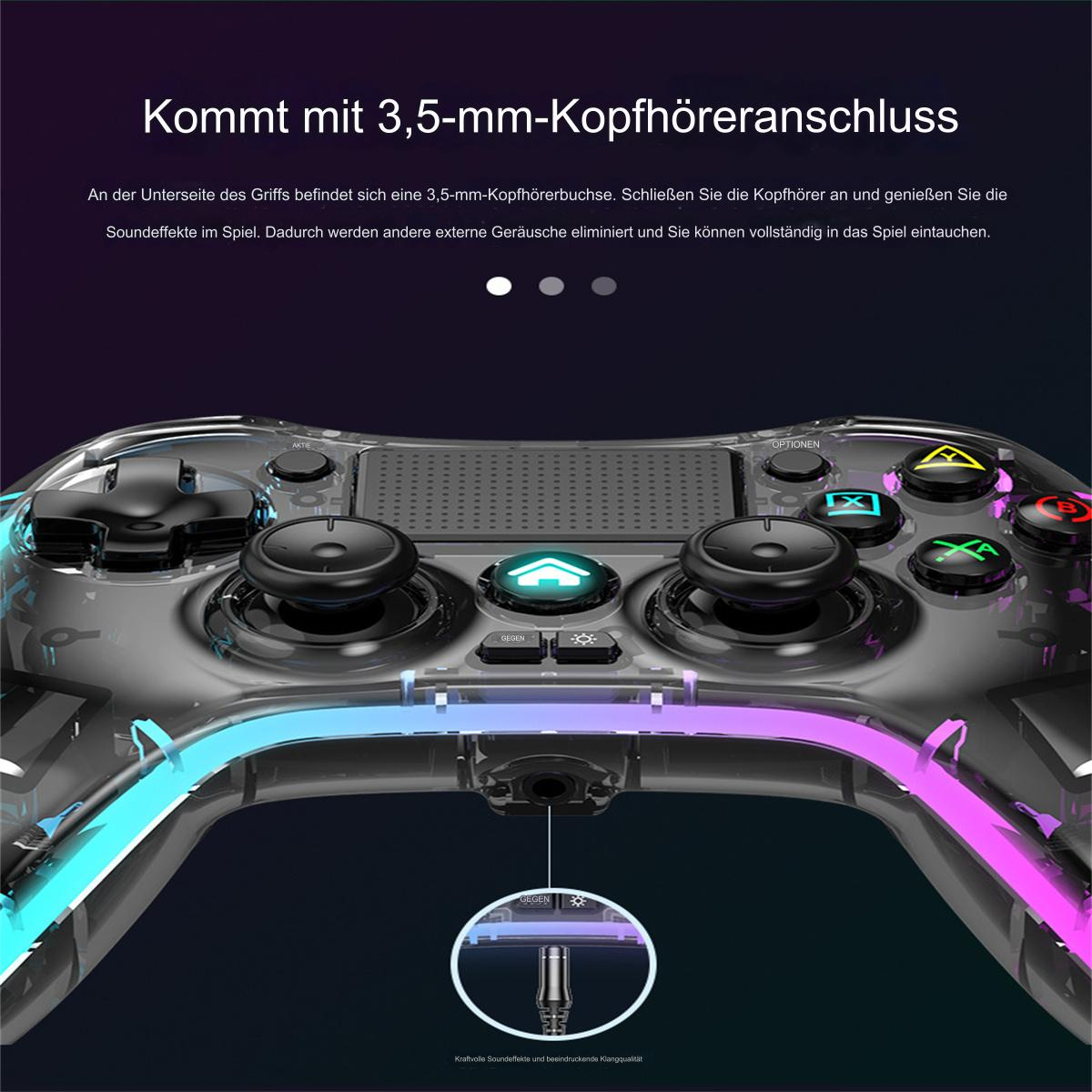 Ein Gaming-Controller mit 3,5-mm-Kopfhöreranschluss.