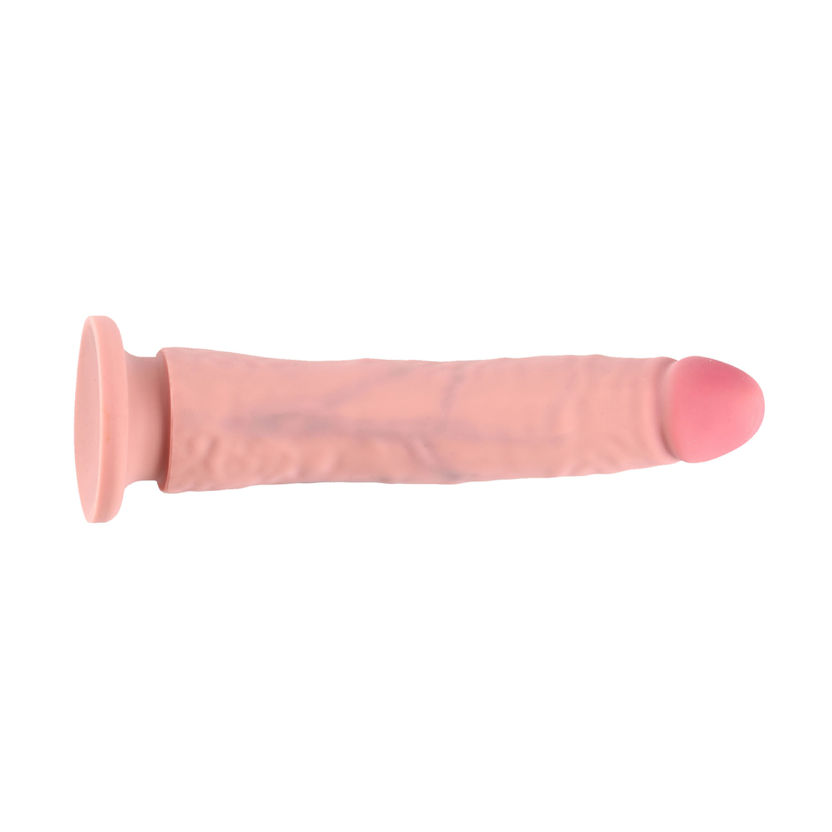 Ein rosa Dildo mit rundem Kopf und ausgestellter Basis.