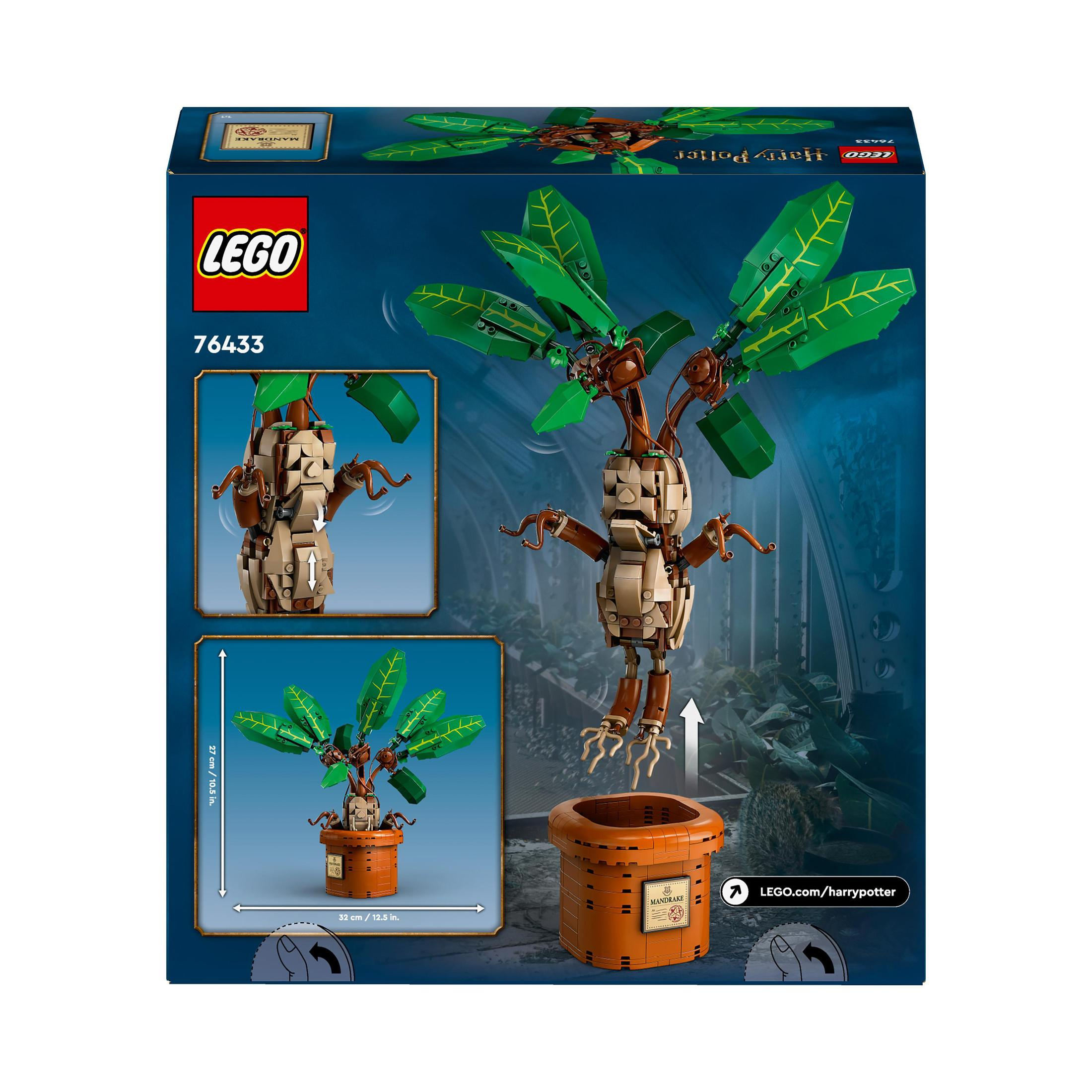 Pudełko zestawu Lego Harry Potter Mandragora, ze zdjęciami zestawu.