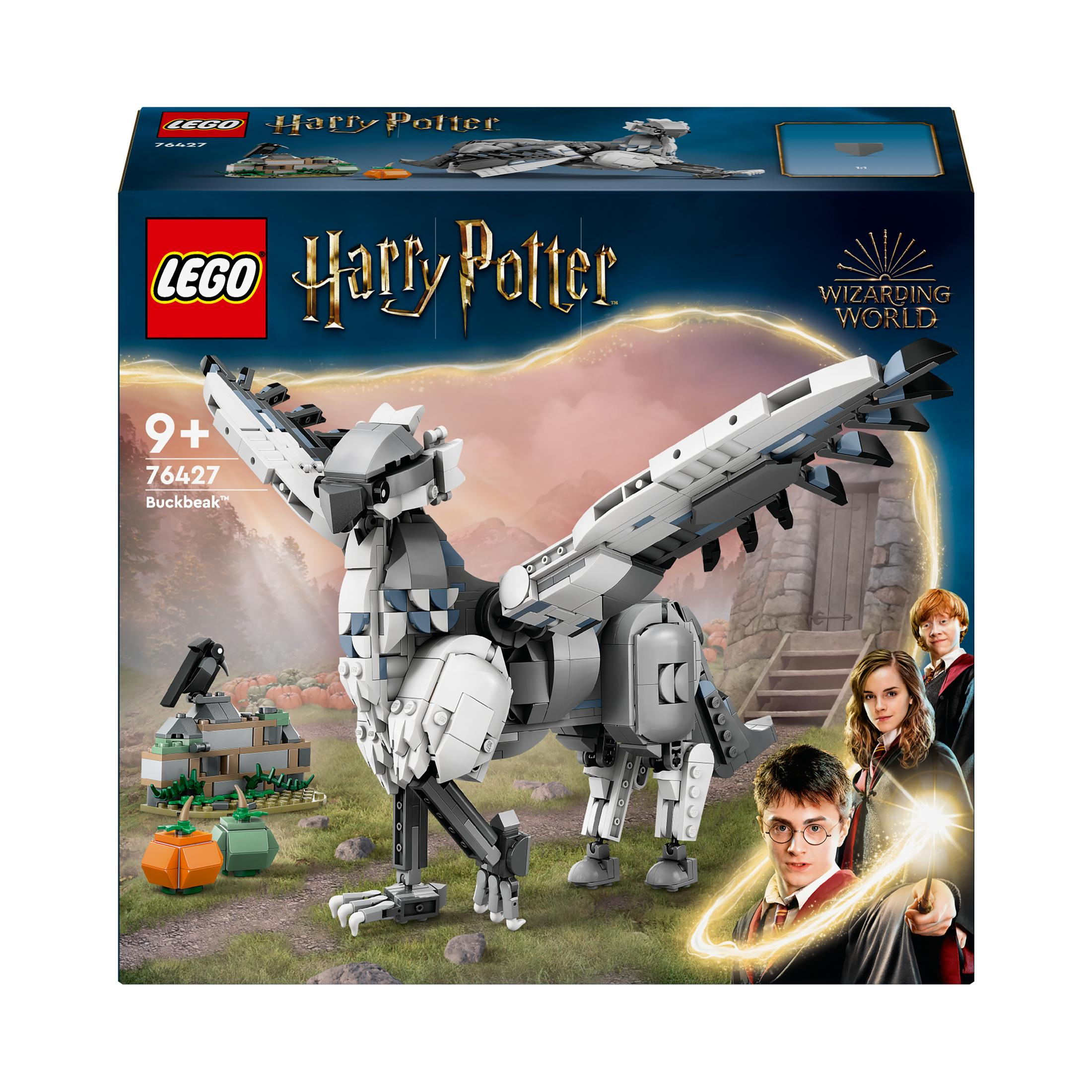 Zestaw Lego Harry Potter z Hardodziobem, z figurkami i tłem.