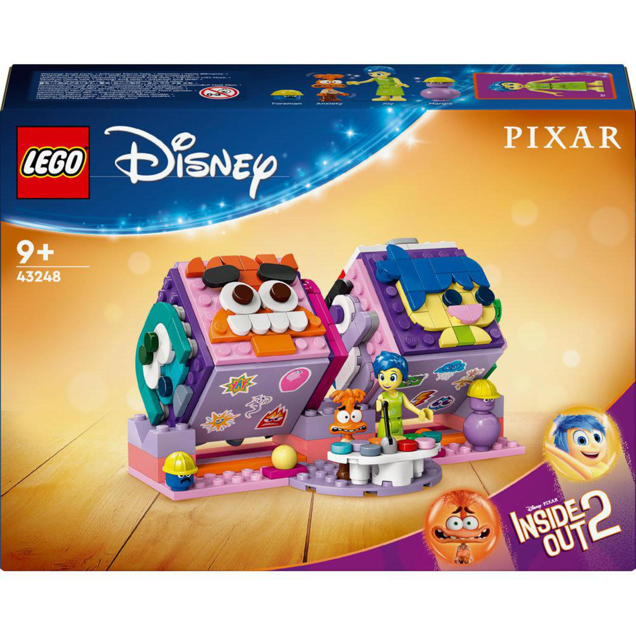 Zestaw LEGO Disney Pixar. Zawiera figurki i kolorową karuzelę z motywem Inside Out 2.