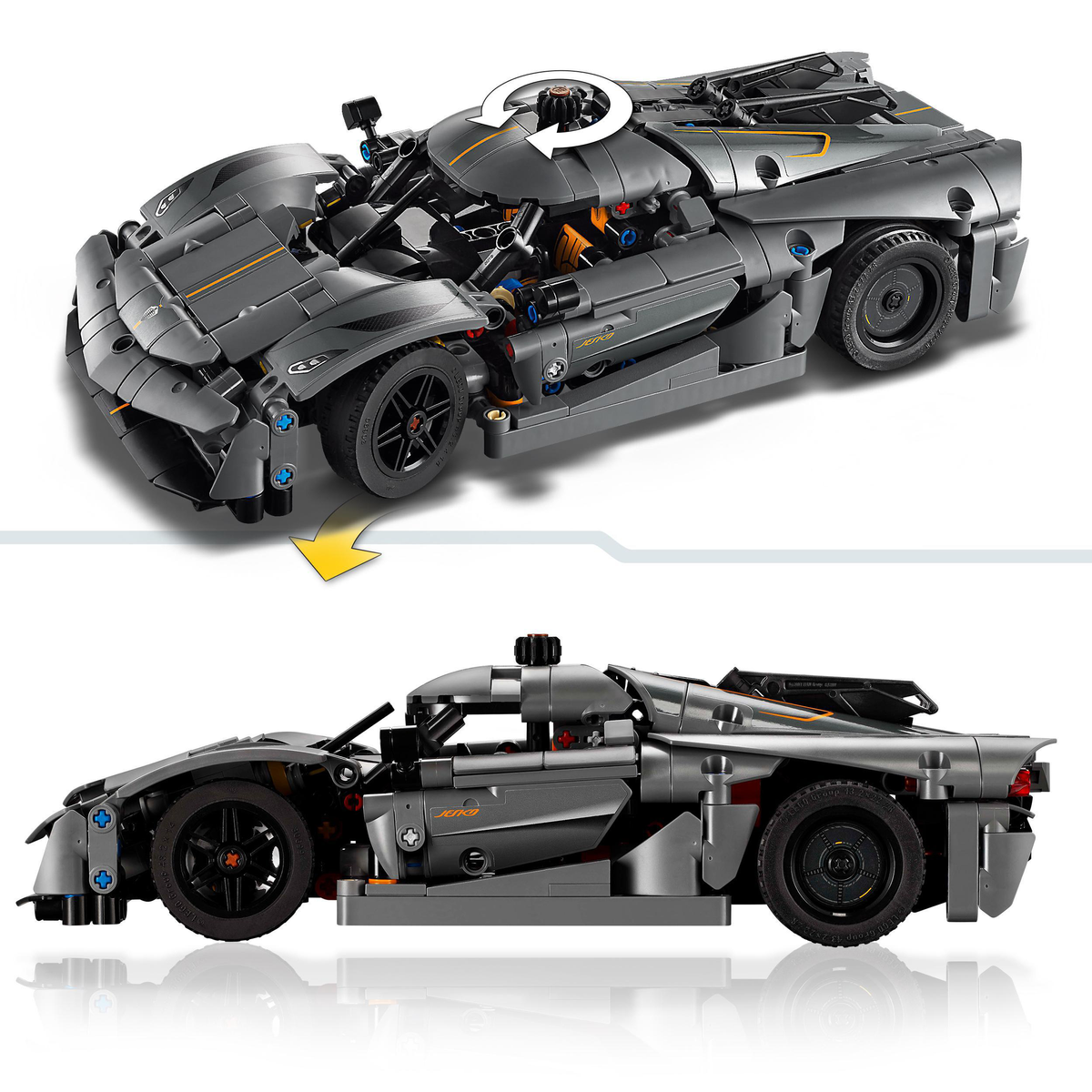 Klocki LEGO Technic 42173 Szary hipersamochód Koenigsegg Jesko Absolut Wielobarwny