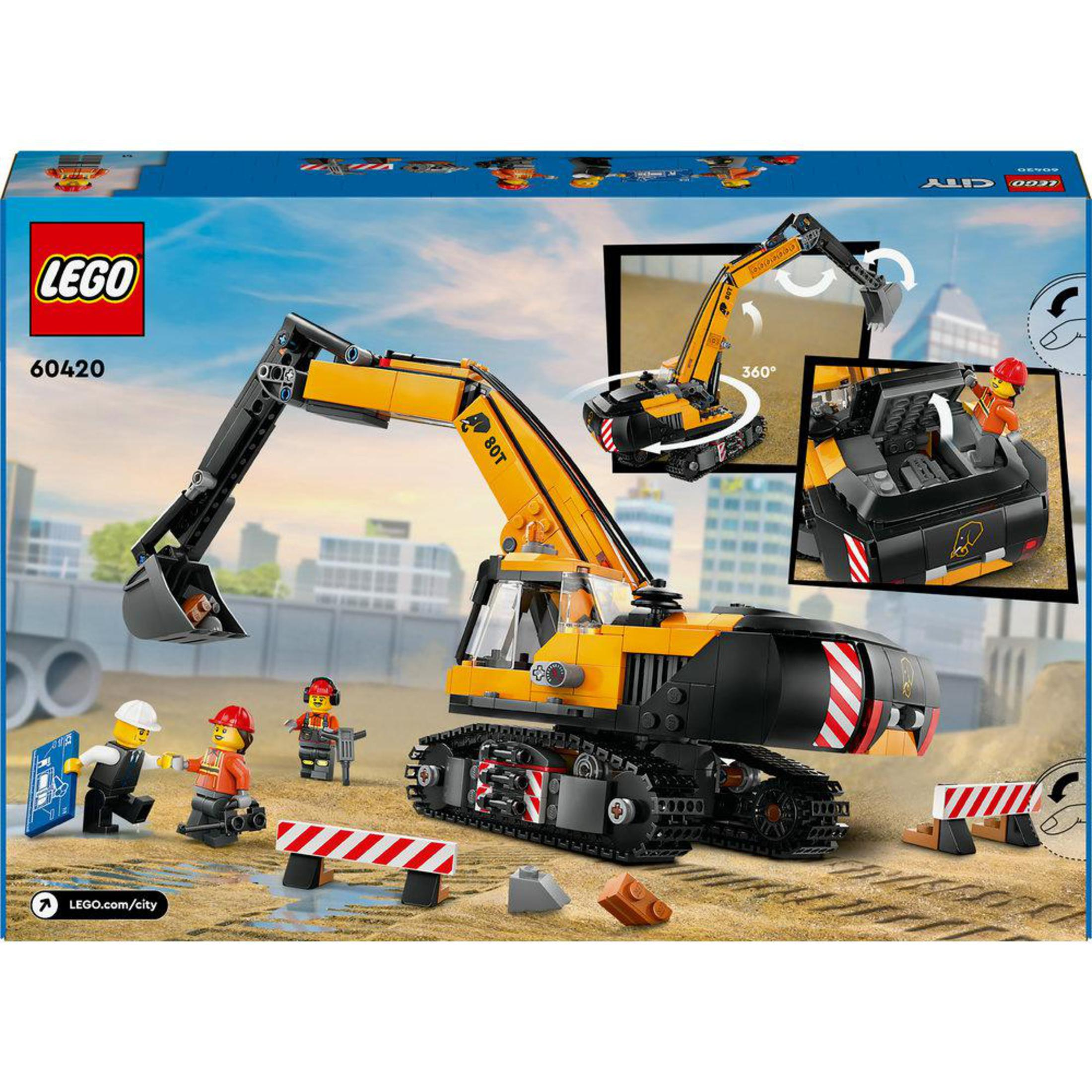 Lego City Bagger Set Box mit Bagger, Minifiguren und Baustelle.