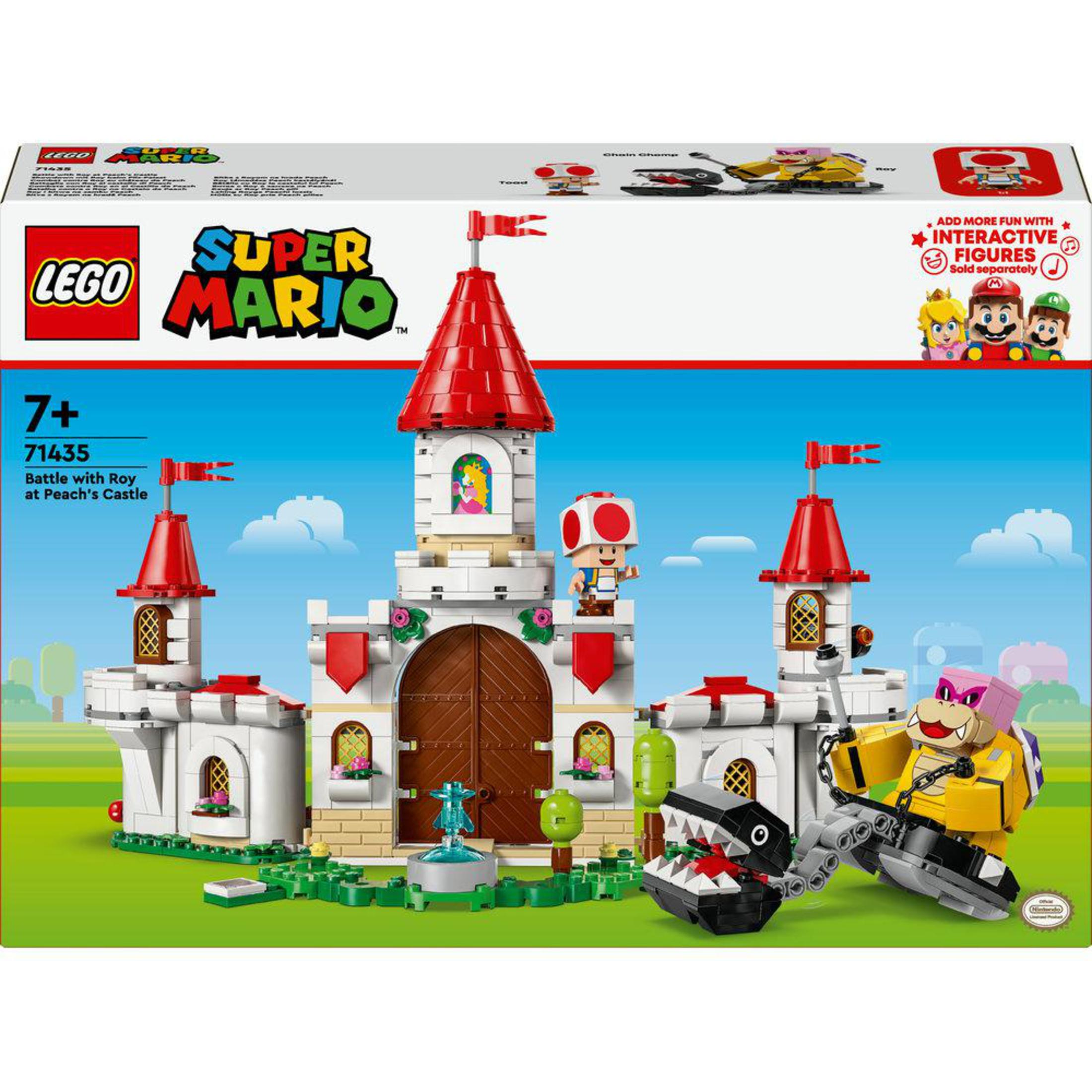 Lego Super Mario Set. Kampf mit Roy in Peachs Schloss, mit Figuren und Schlossdetails.