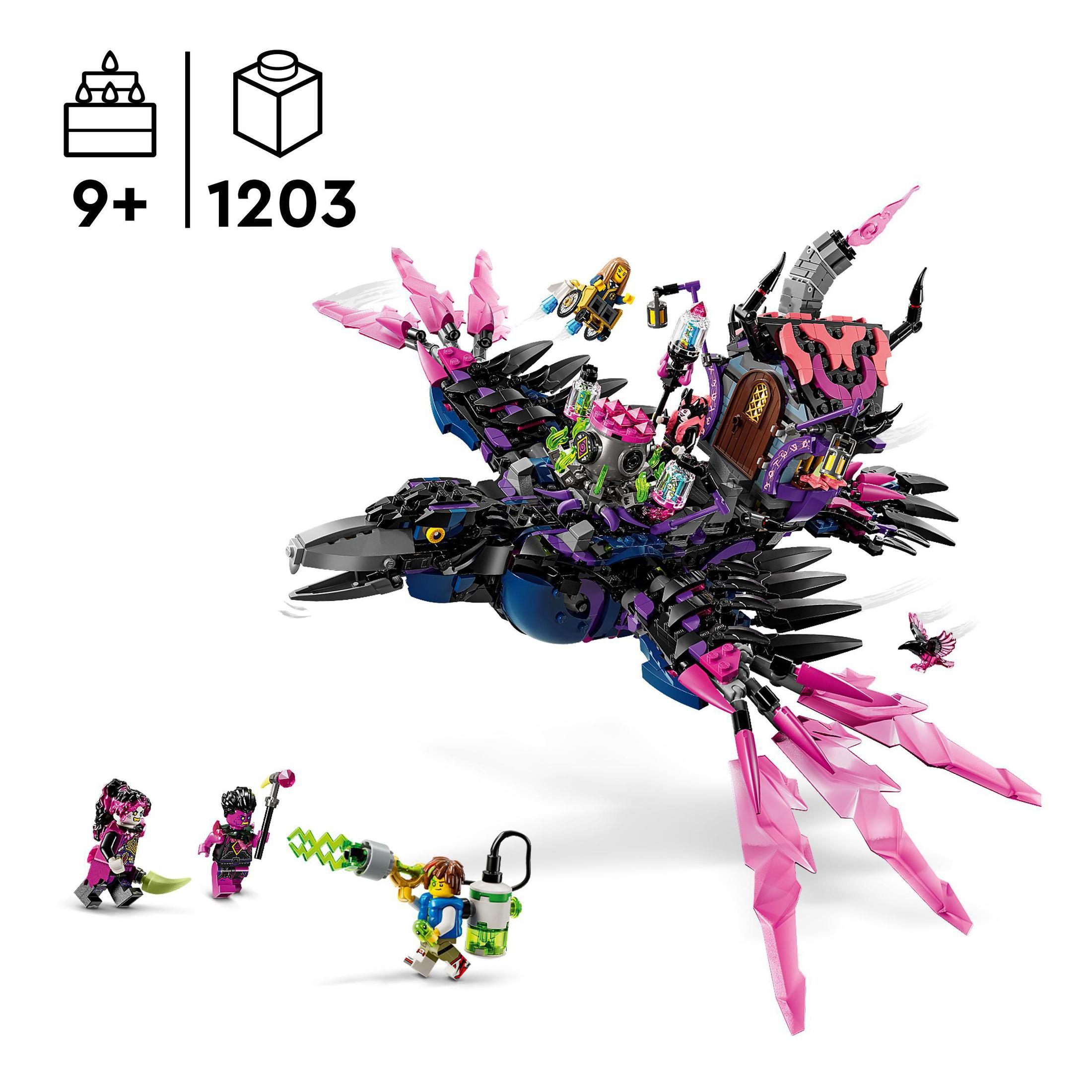 Lego-Set eines fliegenden Wesens mit Minifiguren.