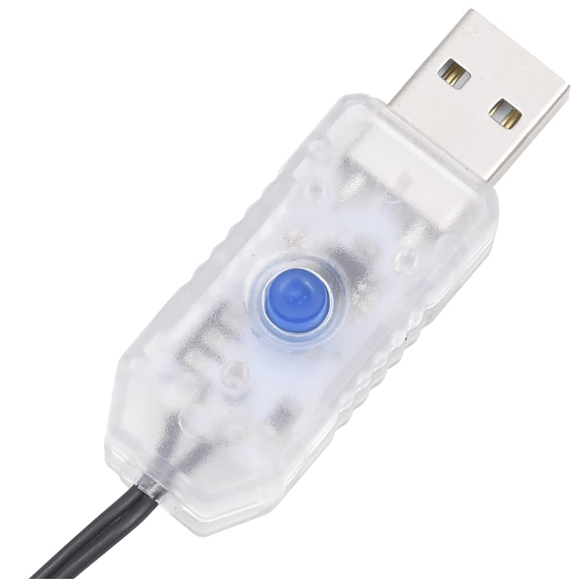 Ein USB-Anschluss mit transparentem Kunststoff-Mittelteil.