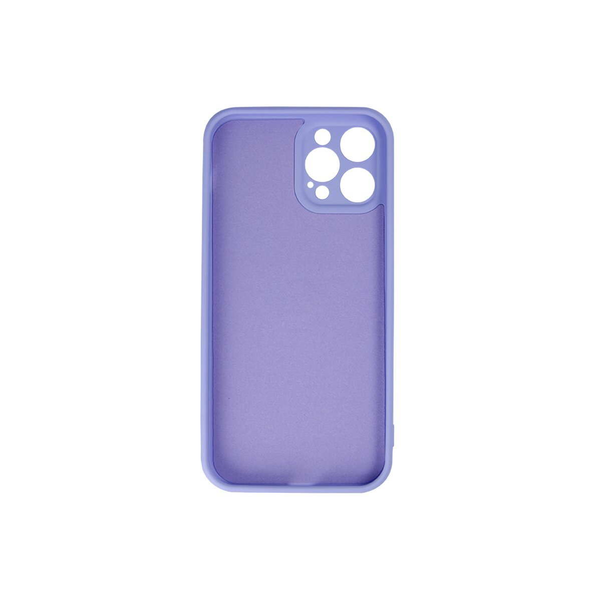 Custodia per telefono viola con interno lilla chiaro e ritaglio per la fotocamera.
