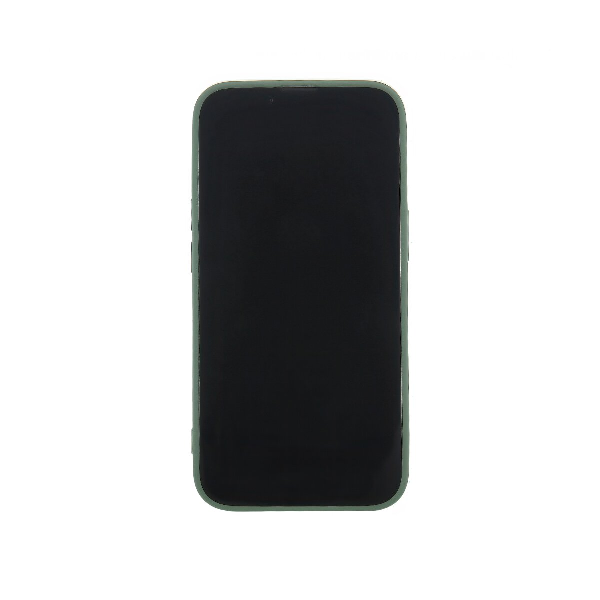 Uno smartphone in una custodia verde, con lo schermo spento.