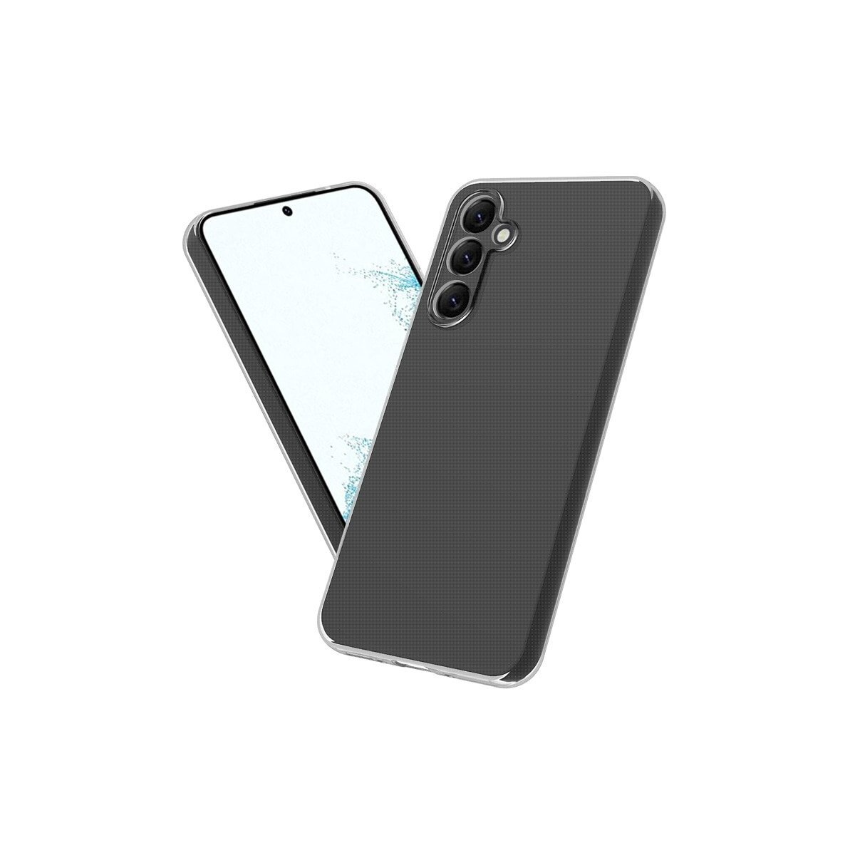 Eine Handyhülle mit einem Telefon darin, auf weißem Hintergrund.