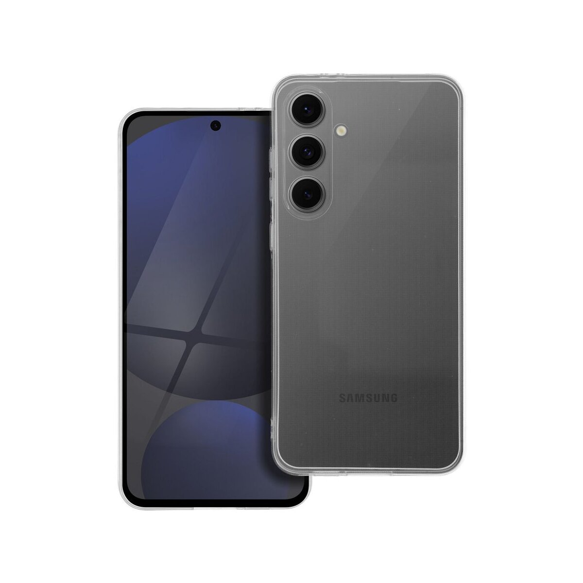 Uno smartphone in una custodia trasparente e un altro di lato. La custodia è trasparente.