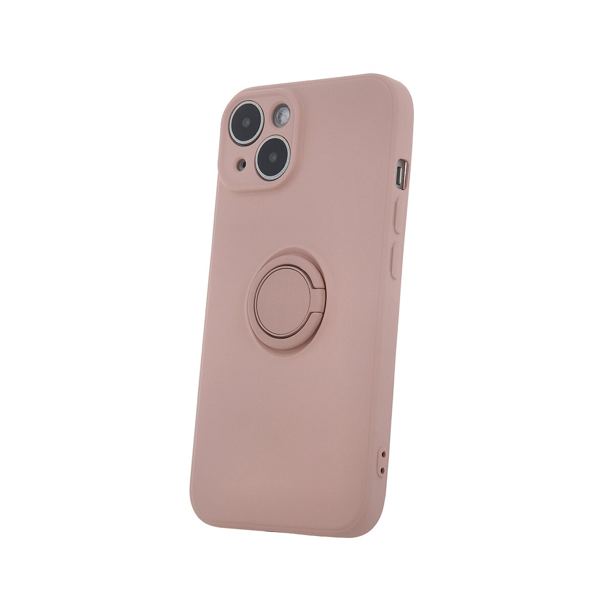 Custodia per telefono rosa con un anello di supporto attaccato.