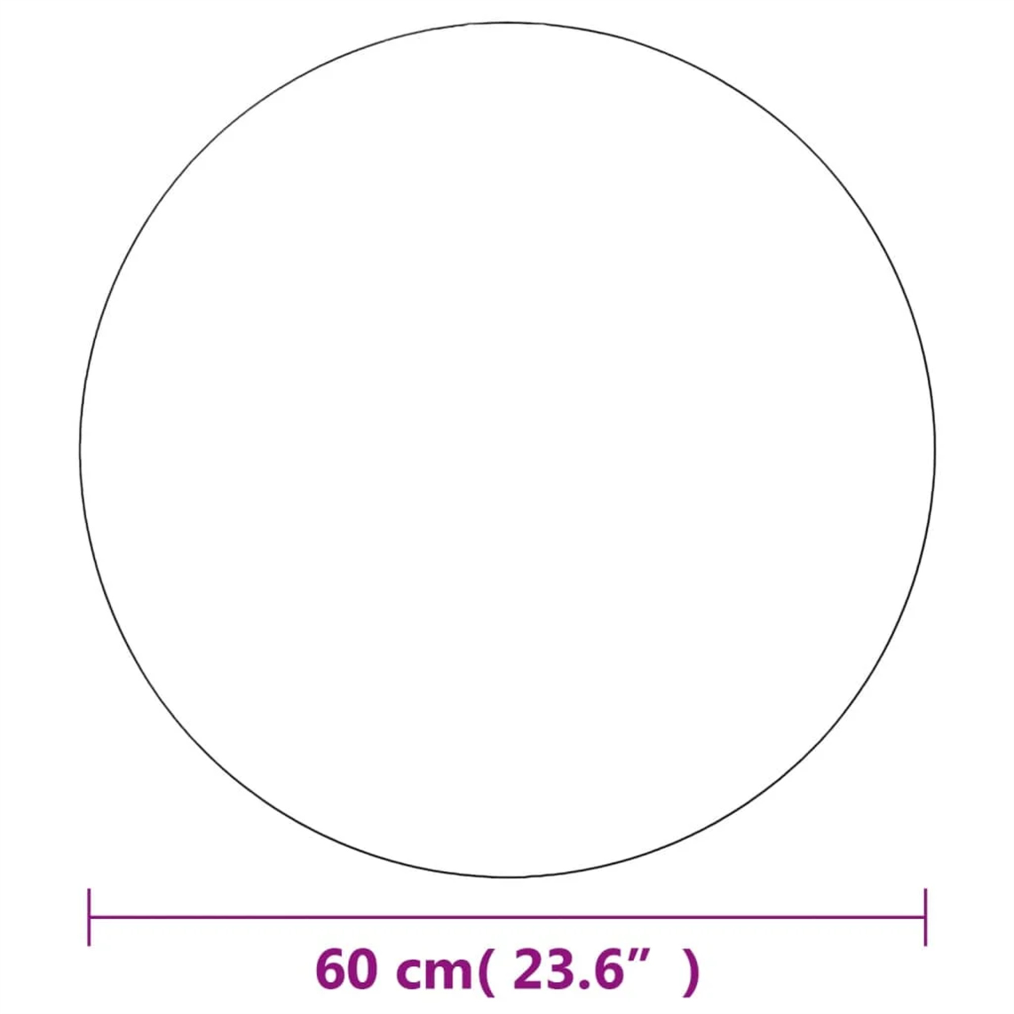 Runder weißer Teppich mit einem Durchmesser von 60 cm (23,6 Zoll).