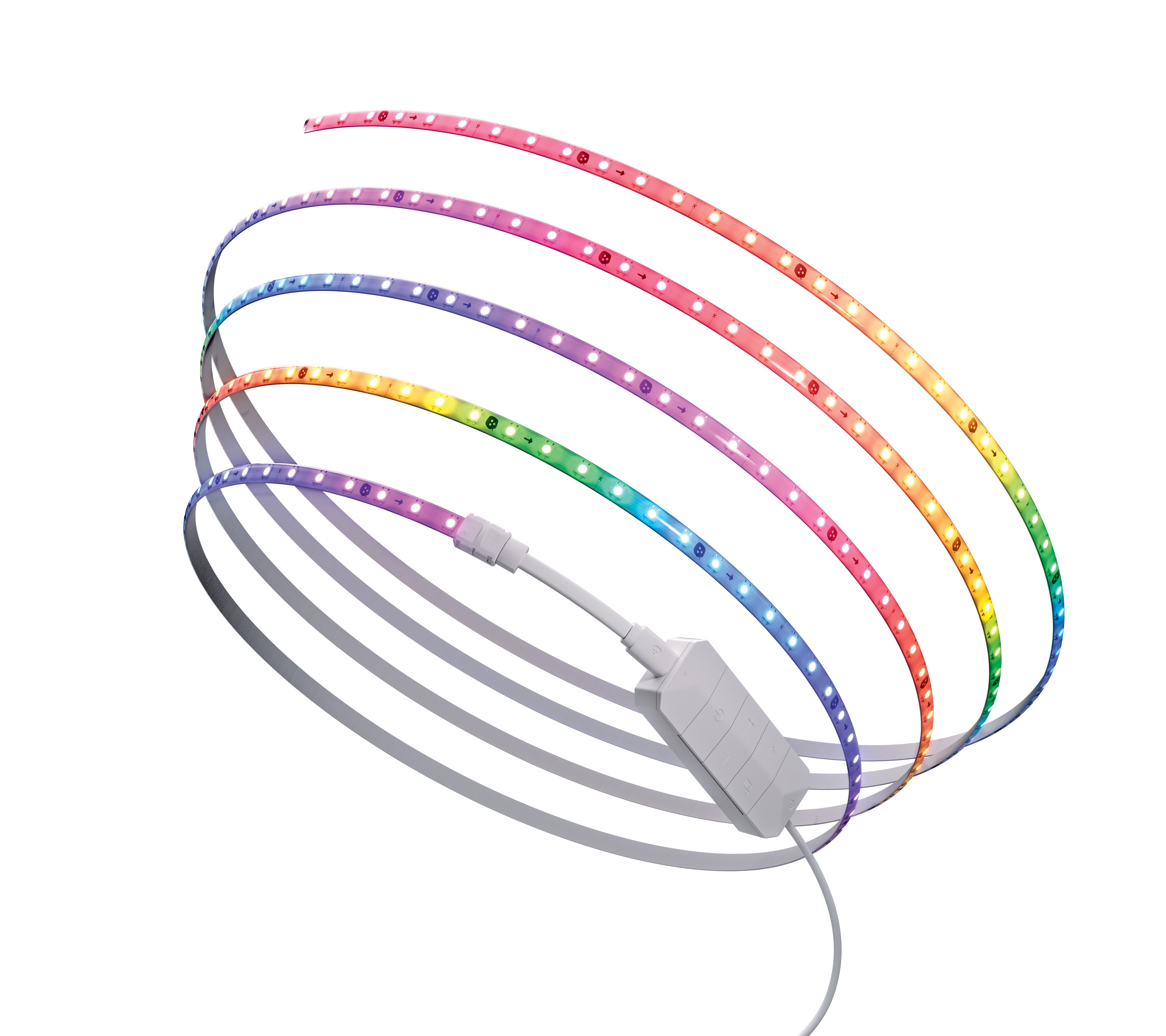 RGB-LED-Streifenlichter: farbenfrohe Lichter in spiralförmiger Anordnung.