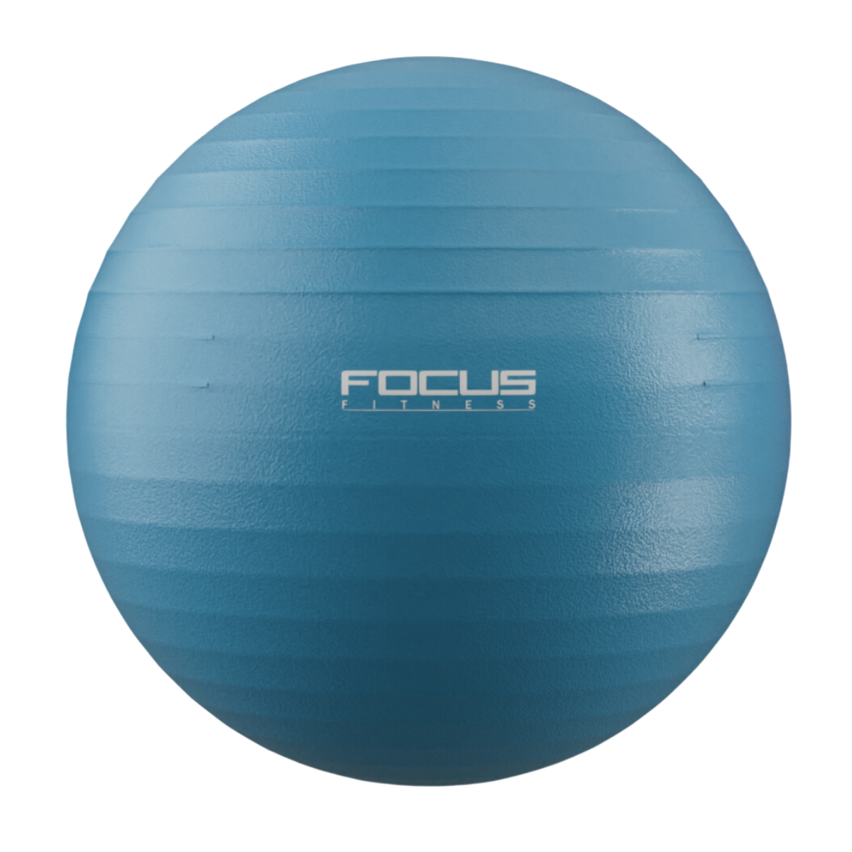 Een turquoise oefenbal met het 'FOCUS FITNESS' logo.