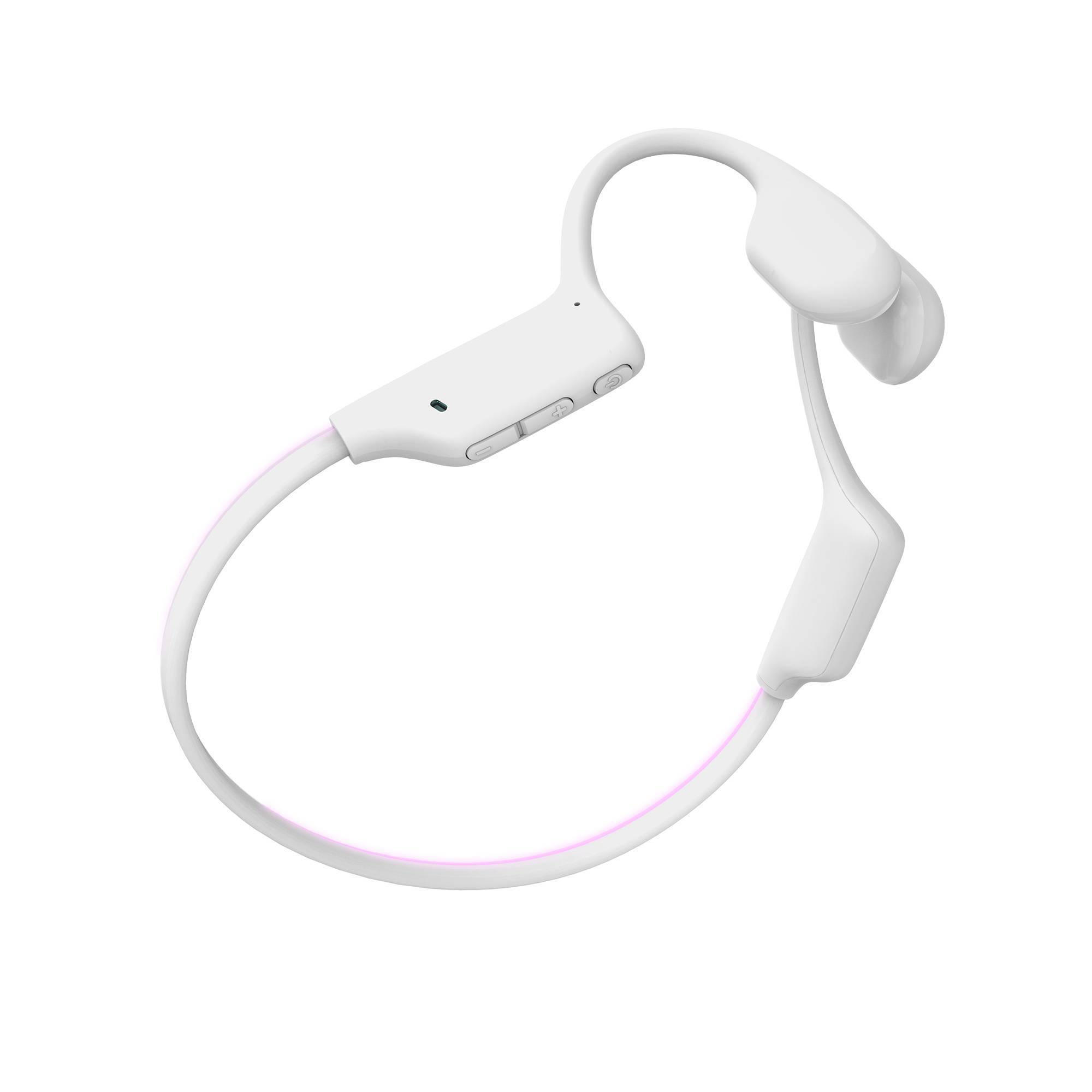 Auriculares de conducción ósea blancos.