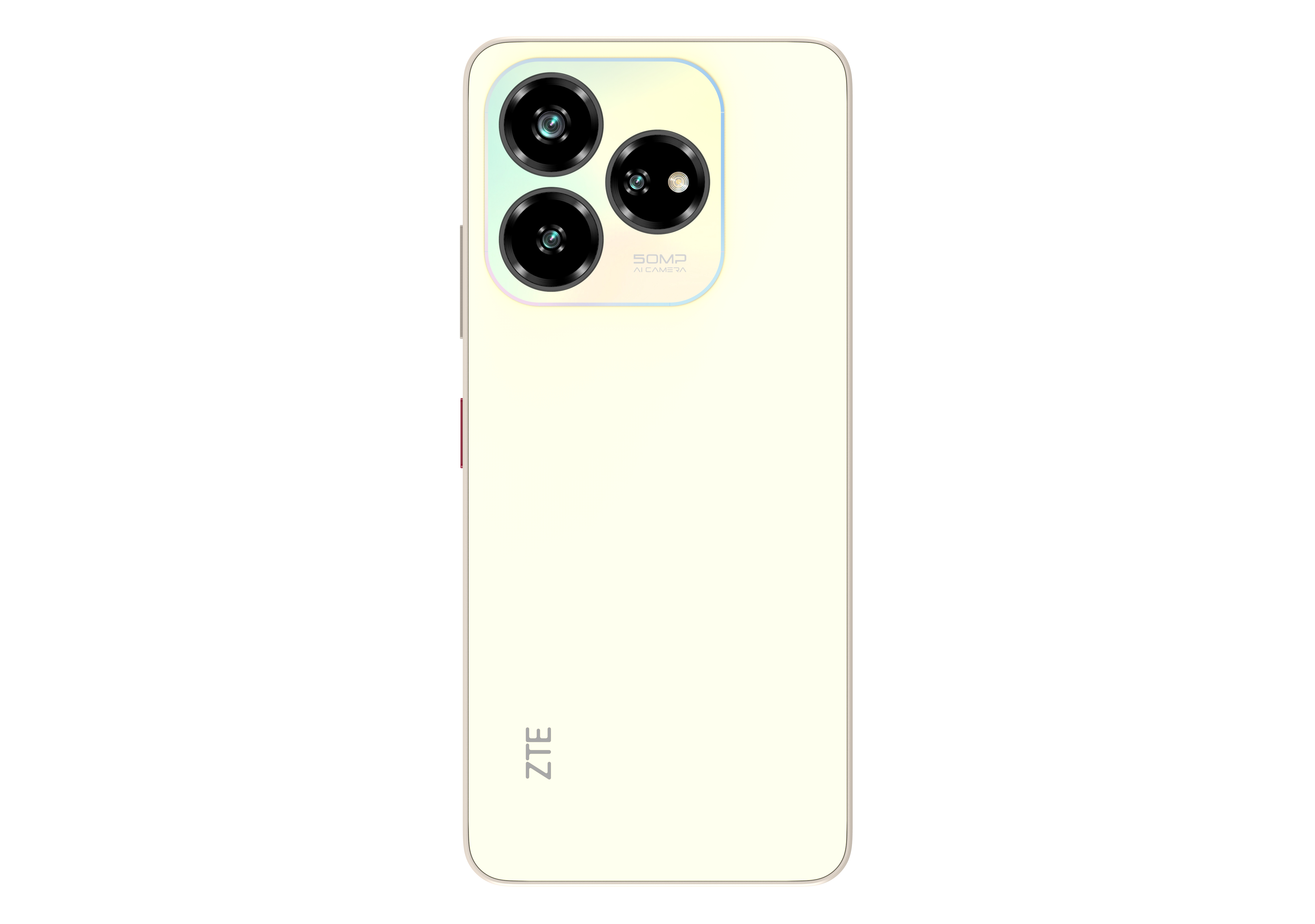 Retro smartphone color crema con tre fotocamere e logo ZTE.