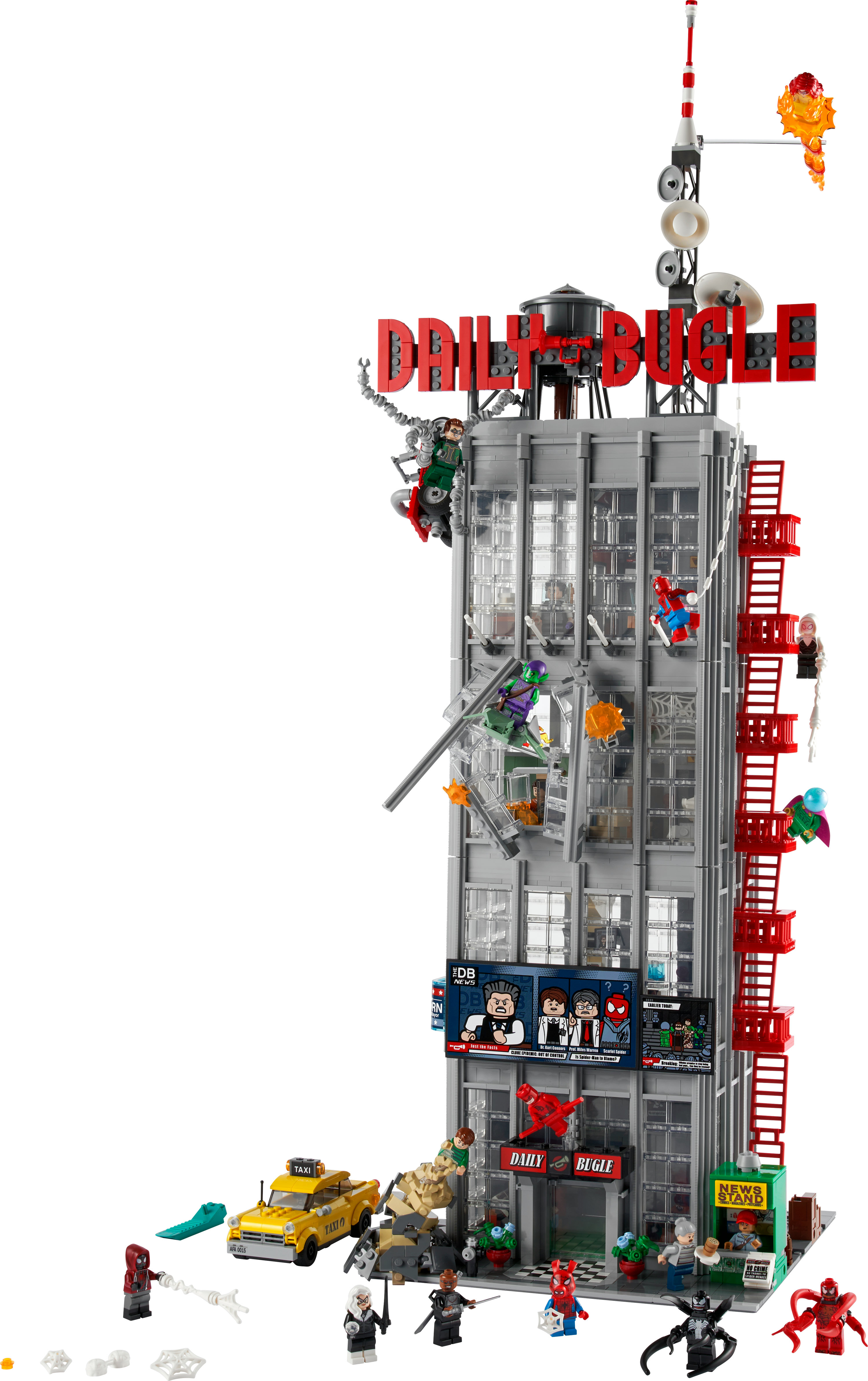 Zestaw Lego budynku Daily Bugle z figurkami Spider-Mana.