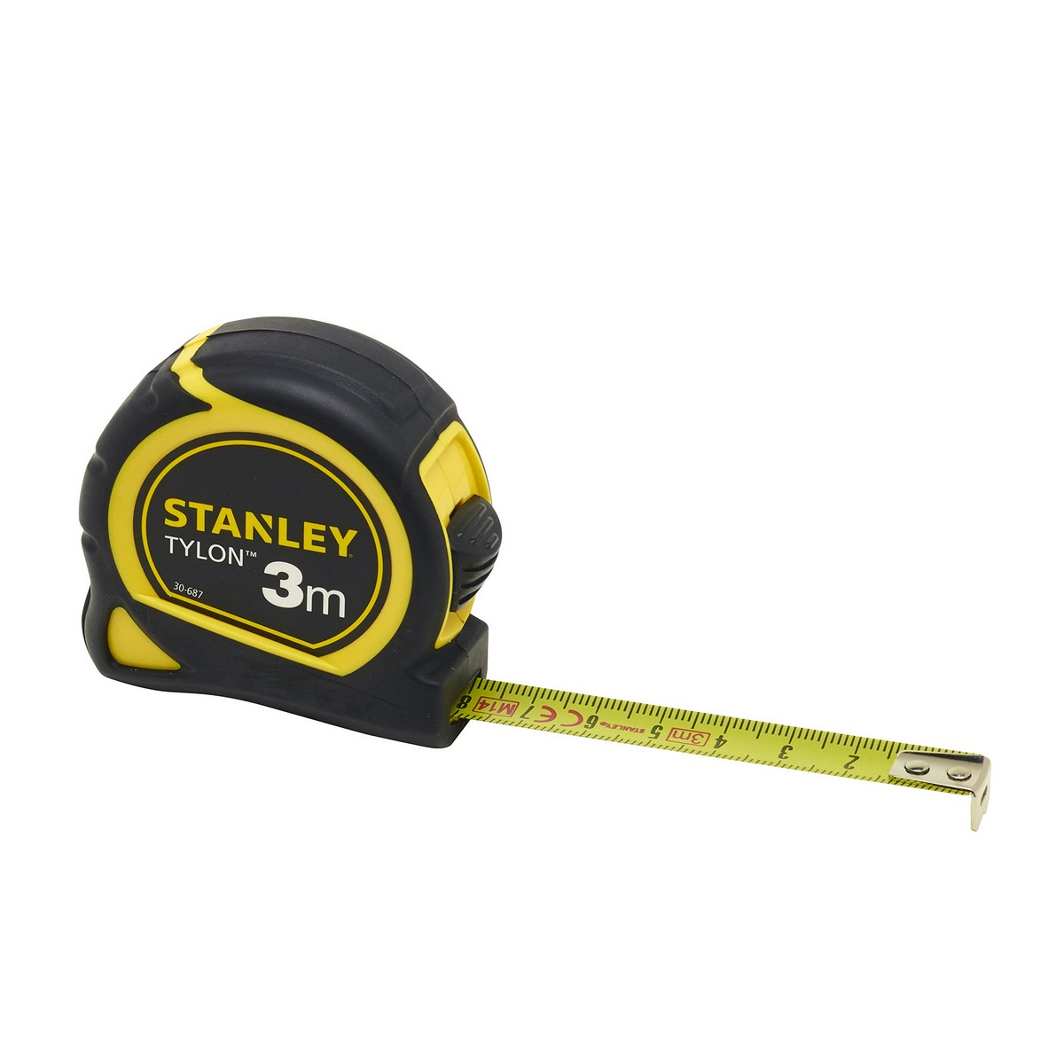 Metro a nastro Stanley Tylon 3m giallo e nero, esteso.