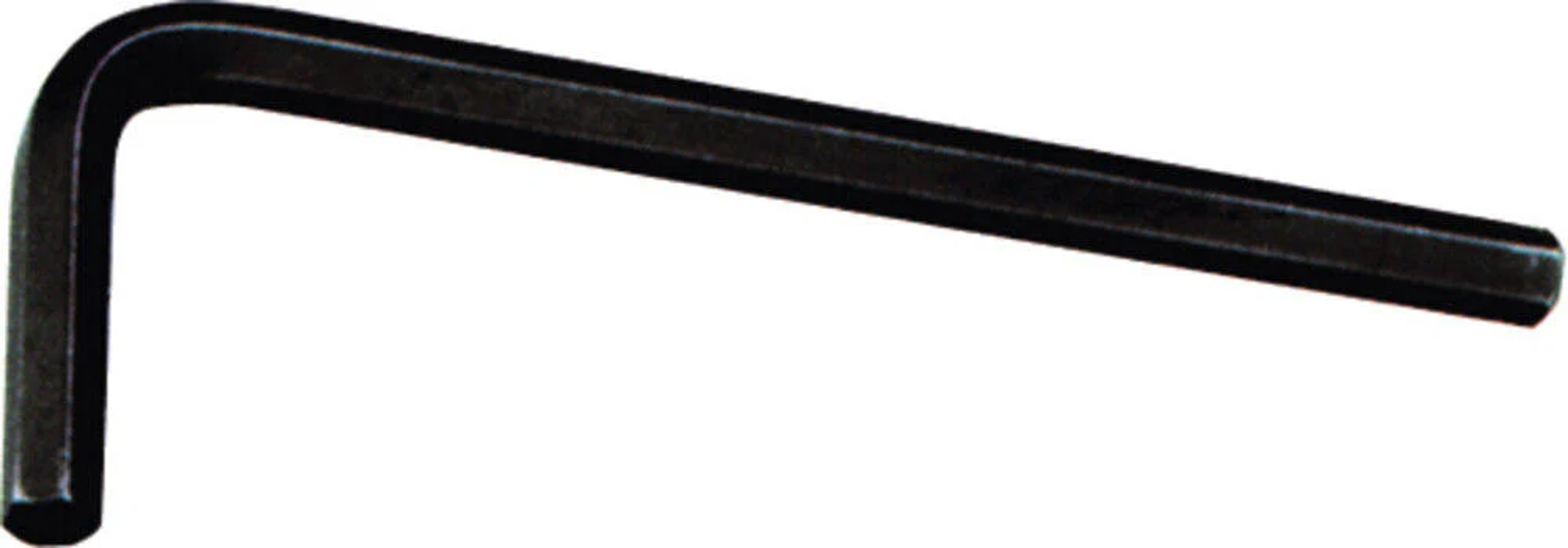 Llave Allen negra, herramienta en forma de L, partes rectas y anguladas.