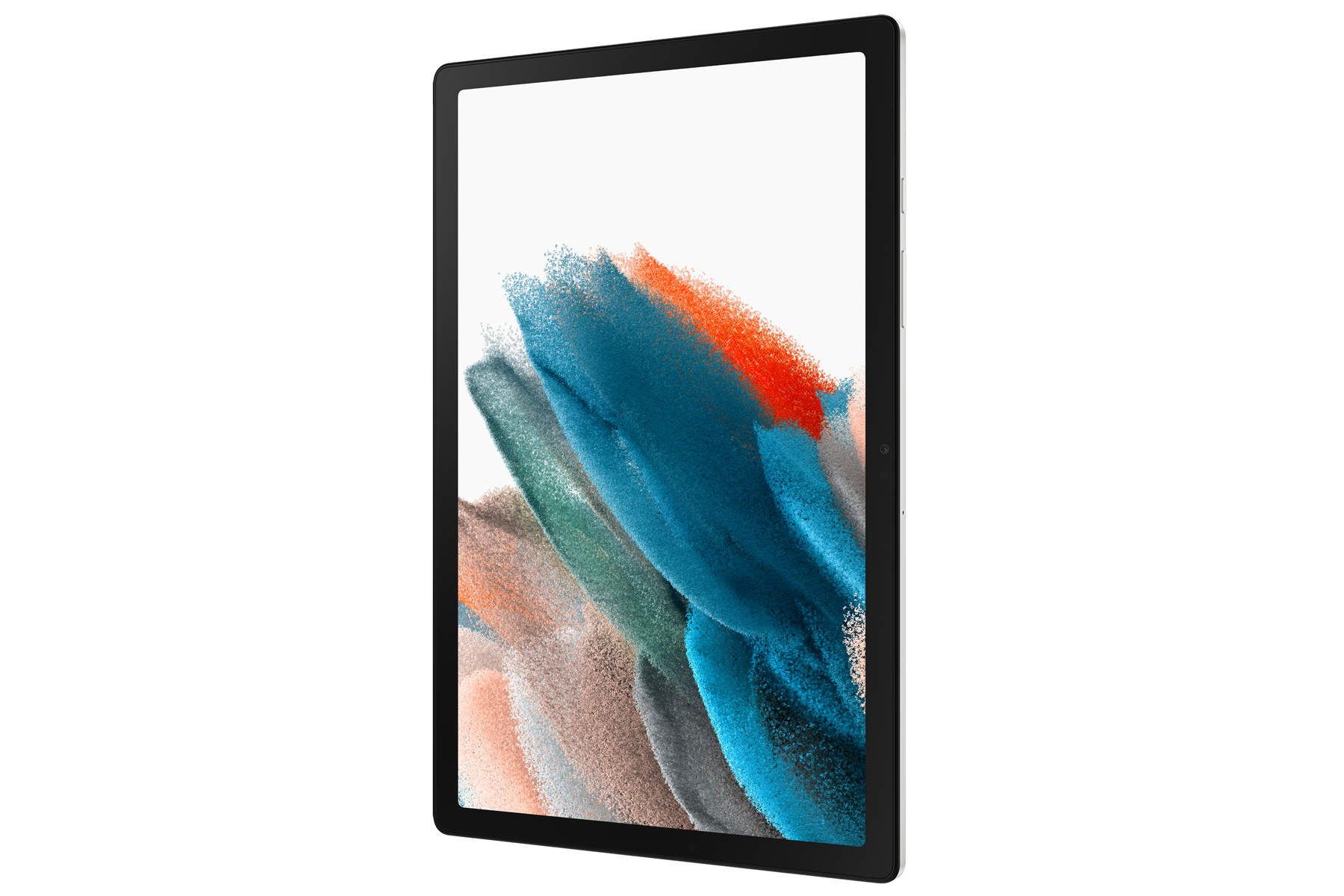 Ein Tablet mit einem bunten abstrakten Bild auf dem Bildschirm. Das Tablet hat einen schwarzen Rahmen.