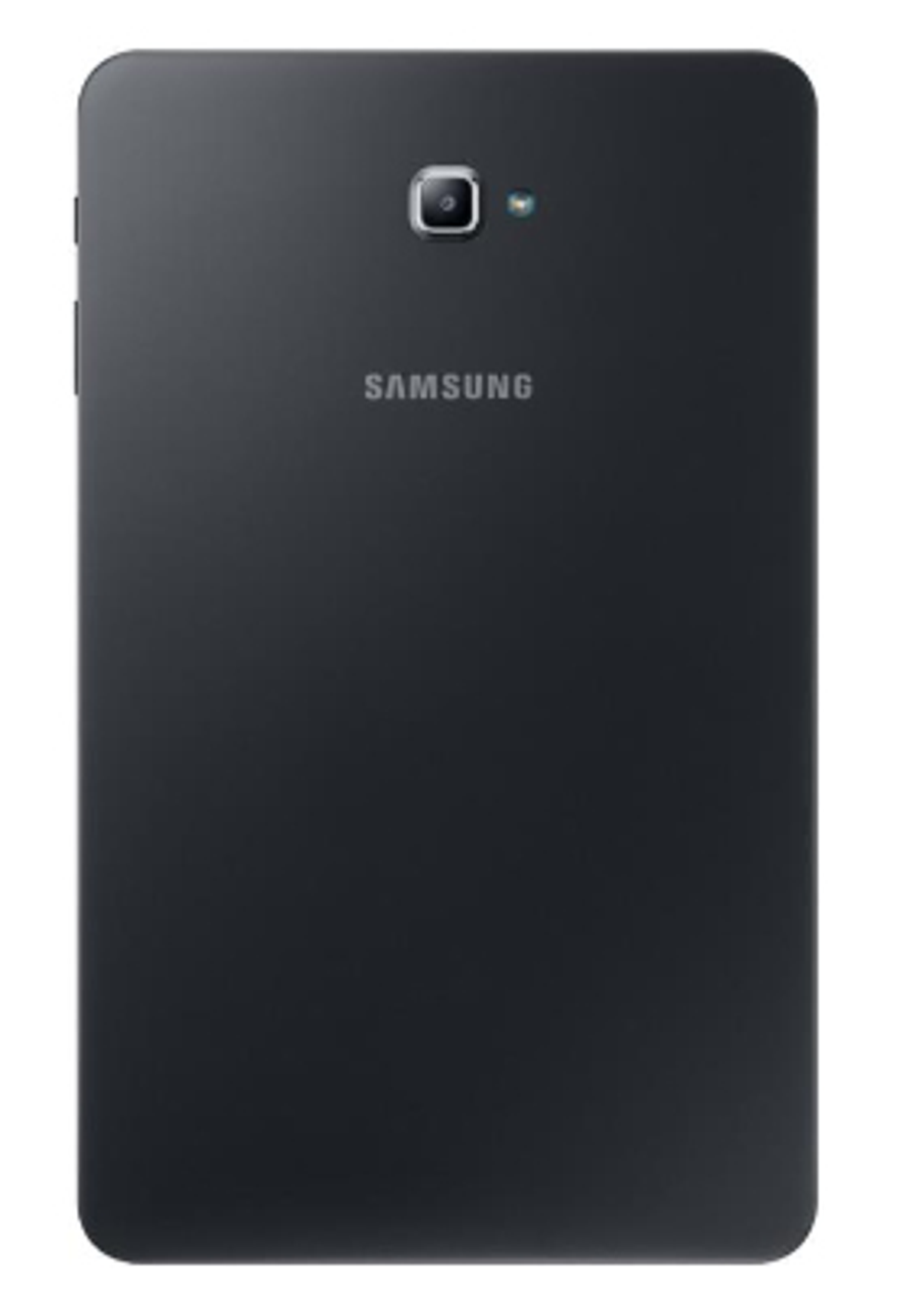 Schwarze Samsung Tablet-Rückseite. Kamera und Logo sichtbar.