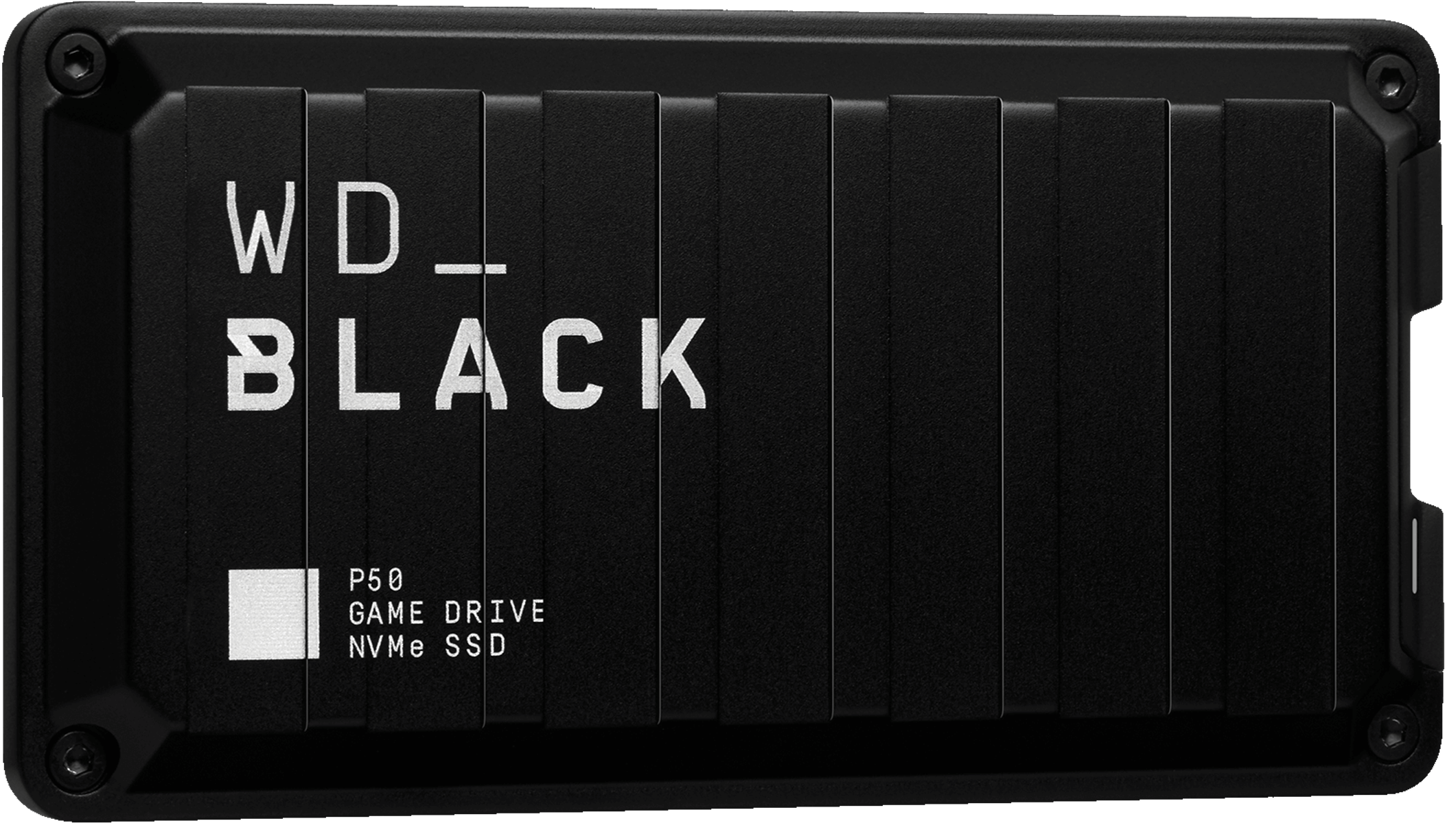 Czarny dysk WD_BLACK P50 Game Drive NVMe SSD, z logo.